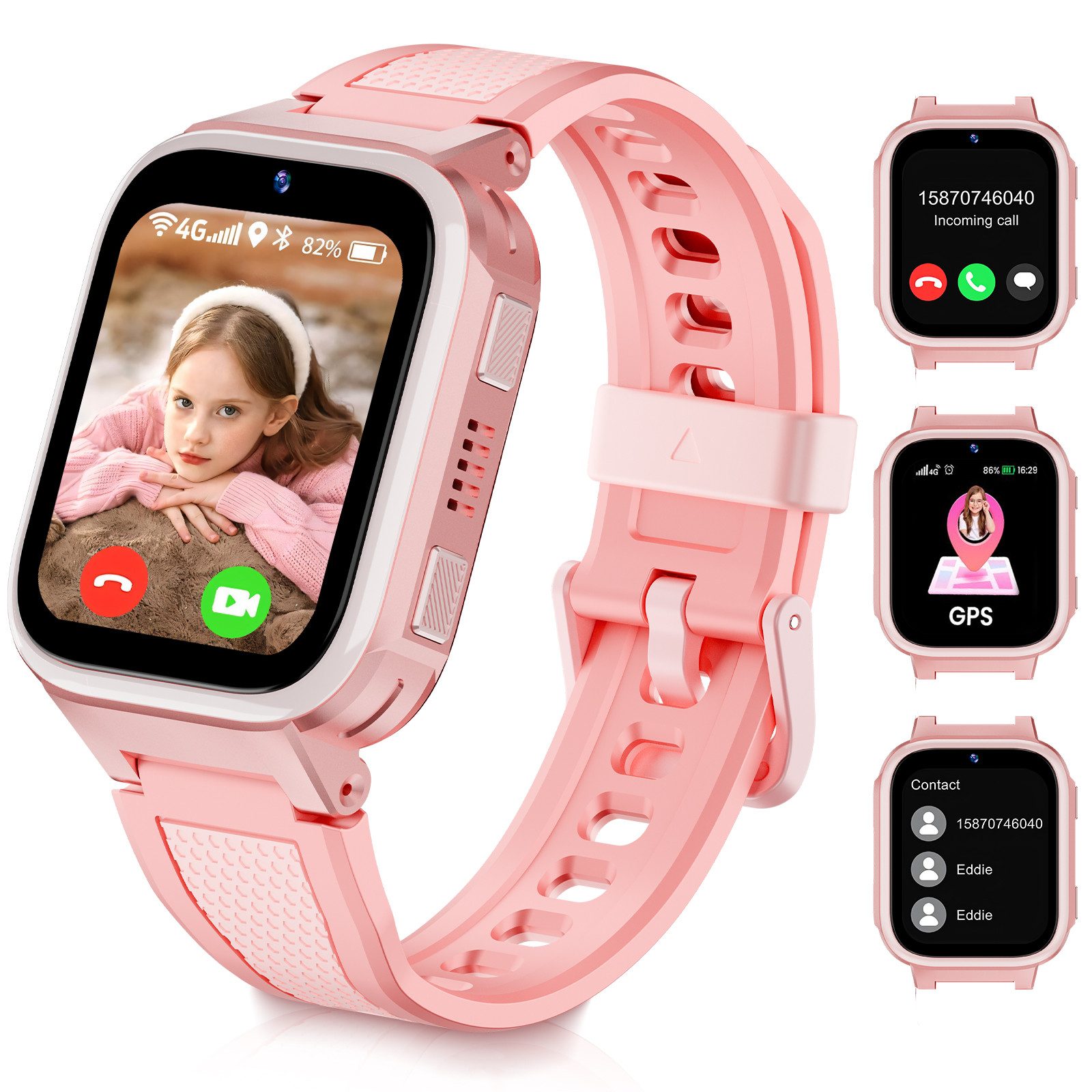 Yuede 4G Smartwatch Kinder mit GPS Ortung & Videoanrufe, Telefon Kinderuhr Smartwatch (2025 Neueste GPS Tracker Kinder mit GPS und 4G Telefon, SOS, WiFi, HD Videoanruf, Kamera, Schulmodus, cm/1.8 Zoll) Kids Smartwatch mit Schulmodus, Stundenplan & Videoanrufe, GPS+LBS+WIFI+AGPS-Tracker mit Sicherheitszoneneinstellung, Kinderuhr für Mädchen und Junge, Einfache Funktionsseite