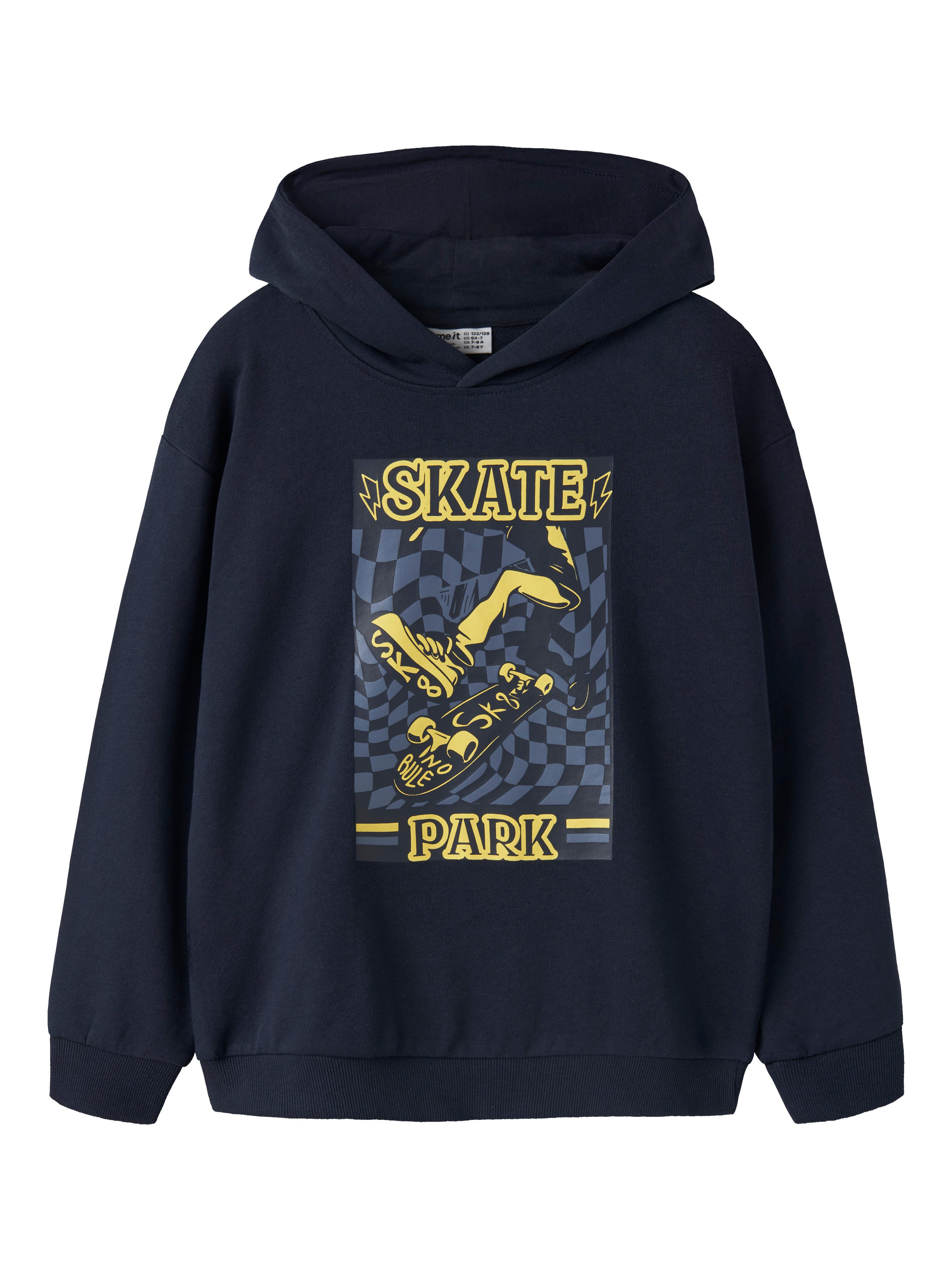 Name It Kapuzensweatshirt NKMVELTEN LS RLX SWEAT WH UNB Baumwollmischung, loose fit – Bild 2 von 5