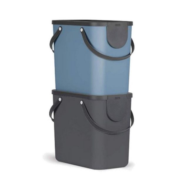 ROTHO Mülltrennsystem Albula 2er-Set Mülltrennungssystem 25l für die Küche, Kunststoff (PP) BPA-frei, Aus rezykliertem Kunststoff