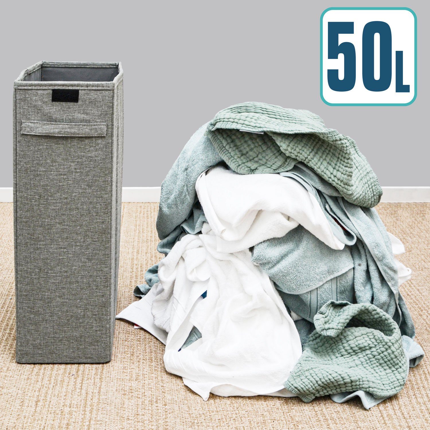 50L Wäschesammler Aufbewahrungskorb Wäschekorb 20x40x60 DuneDesign - mit Rollen