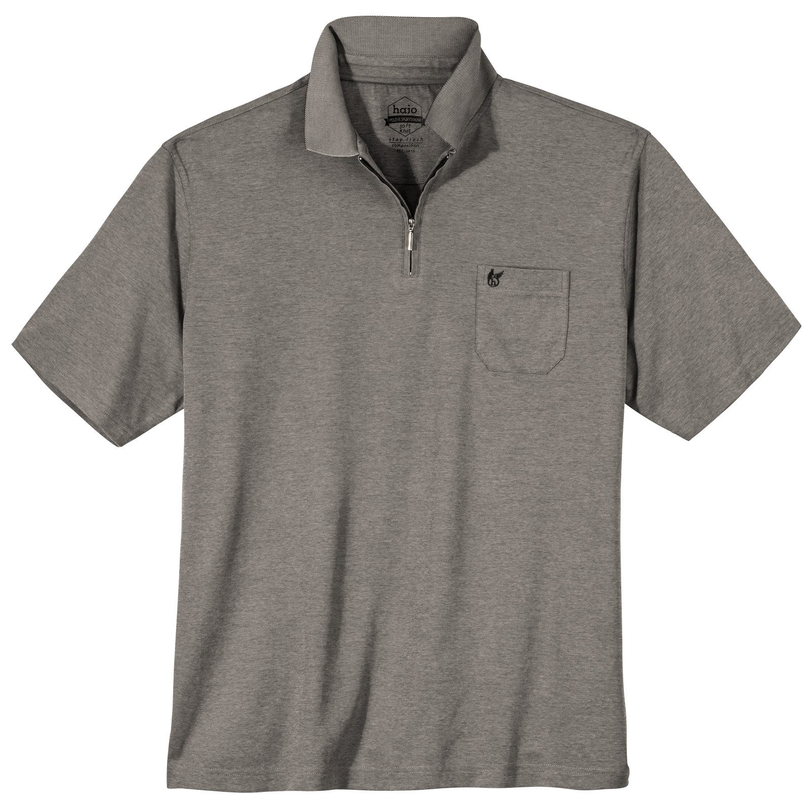Hajo Poloshirt Hajo Zipper Poloshirt XXL Stay Fresh taupe melange günstig online kaufen