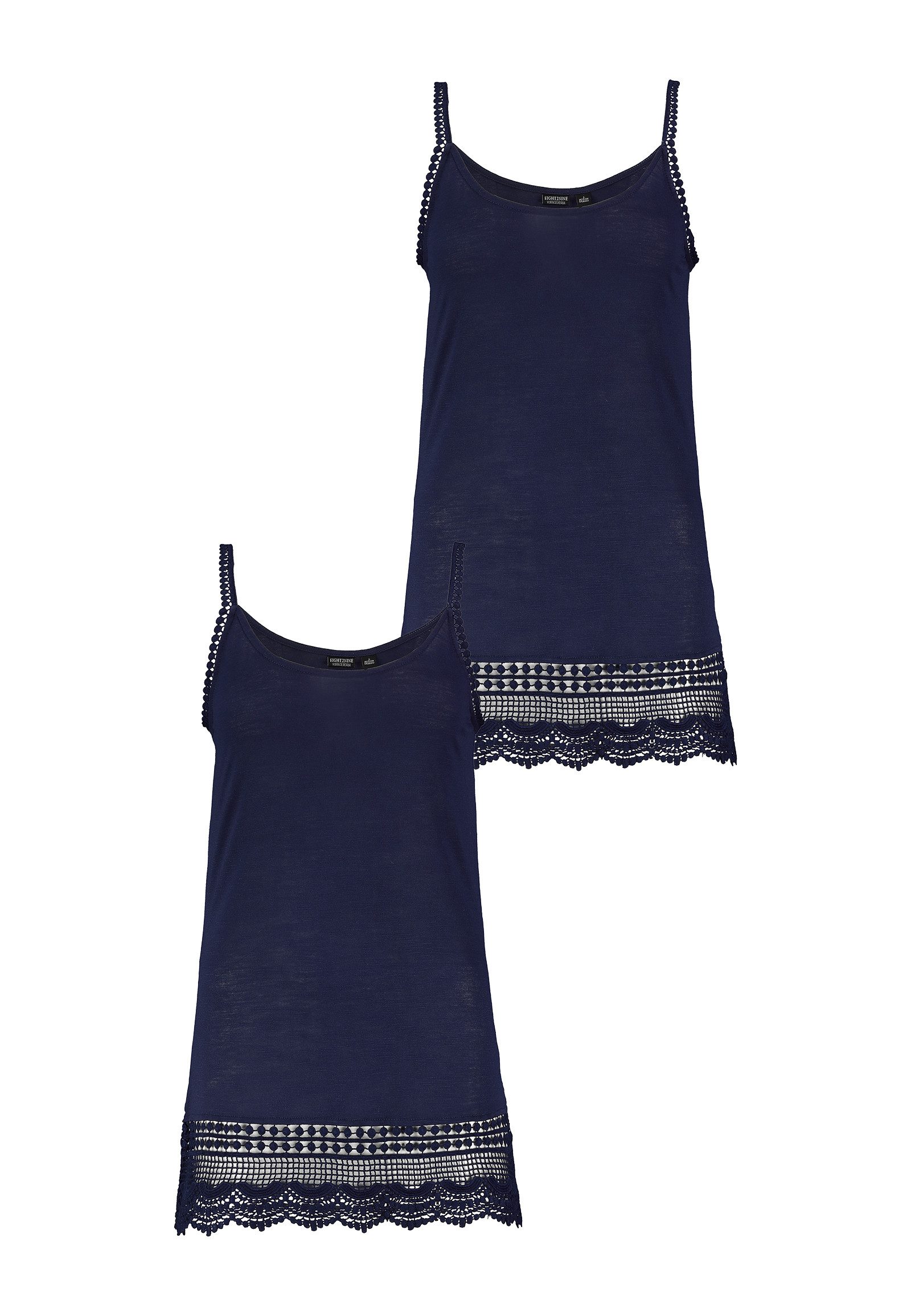 Eight2Nine Shirtkleid 2er-Set Spaghetti Top mit Häkelspitze und Spitzensaum günstig online kaufen