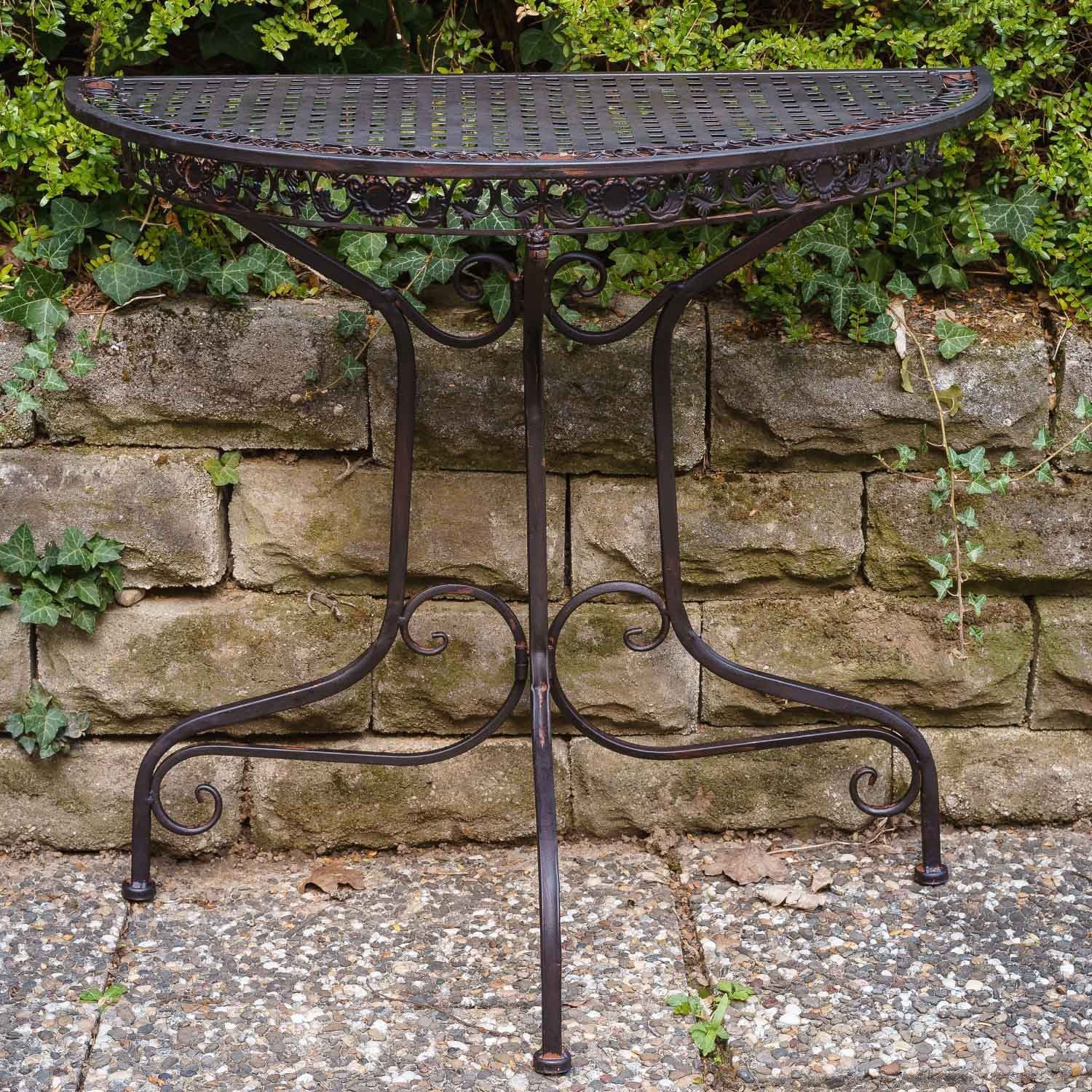 halbrund Garten Antik-Stil Eisen Gartentisch K Gartentisch Aubaho braun Tisch Balkontisch