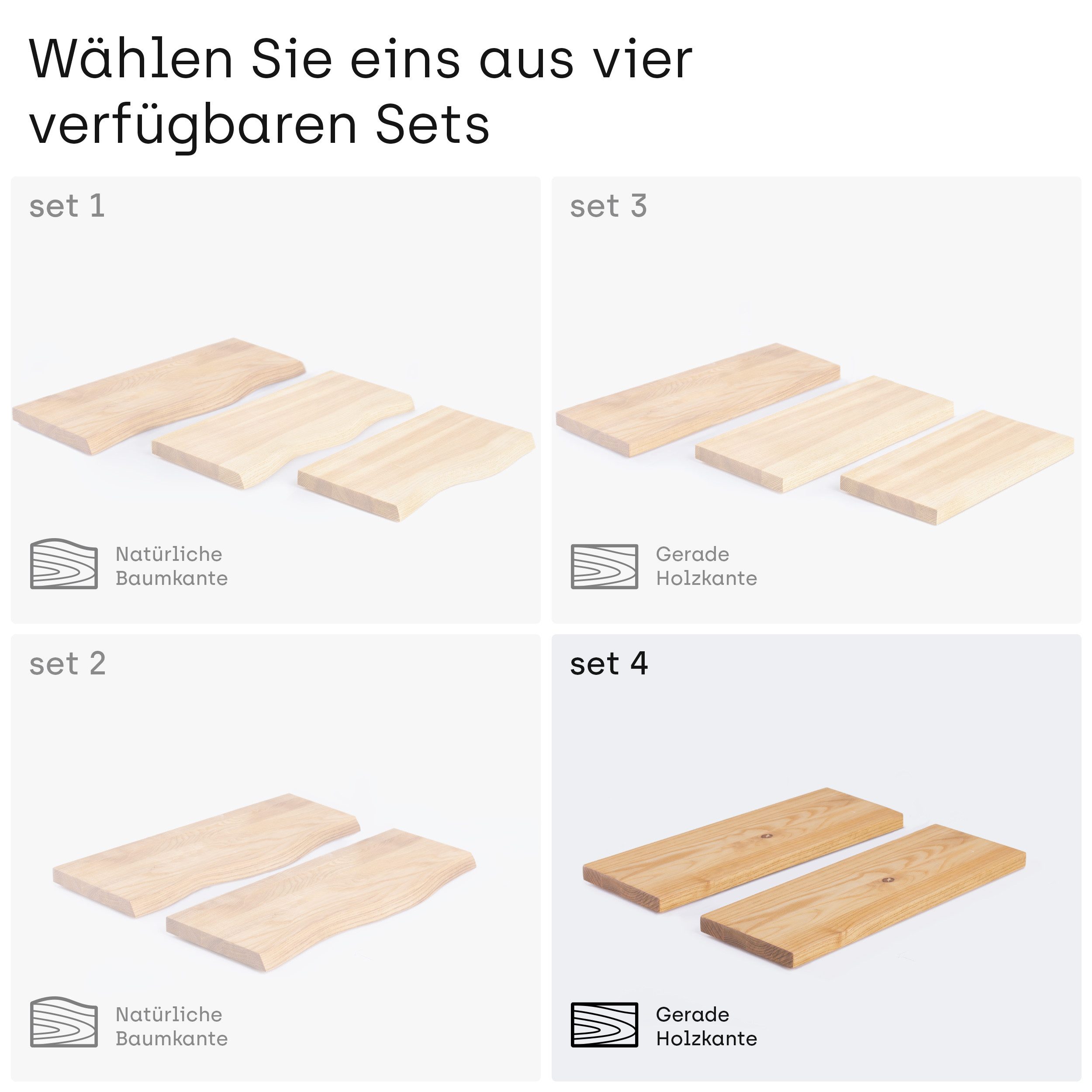 LAMO Manufaktur Wandregal LAMO Manufaktur 2 Stück Wandregal aus Holz 2x 42cm, Schweberegal Massiv 100% Echtholz, Wandregale SET 4 Gerade Farbe: Natur