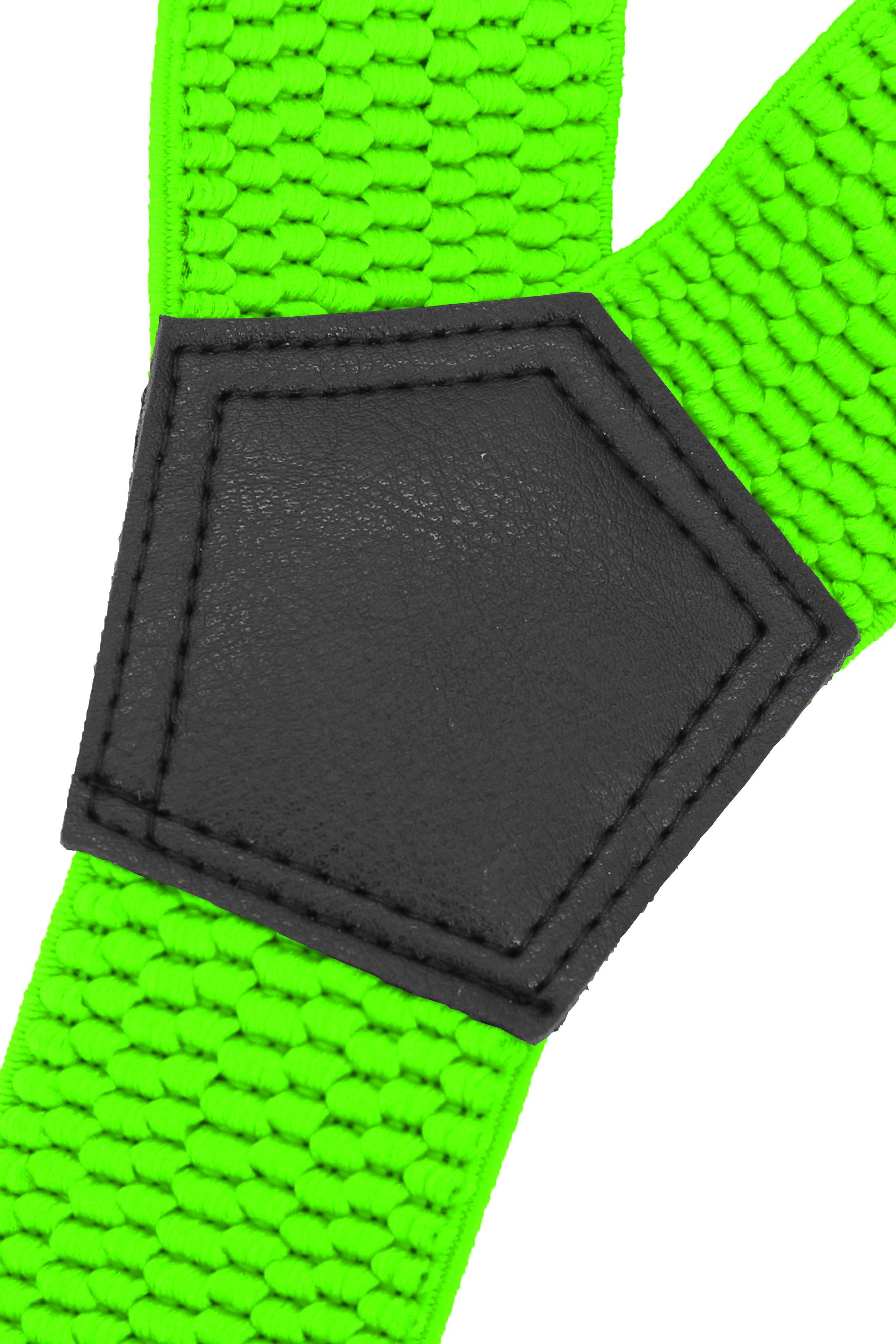 Fabio Farini Hosenträger 4cm Breites Y-Design verstellbar mit extra starken Clipverschluss, Neongrün