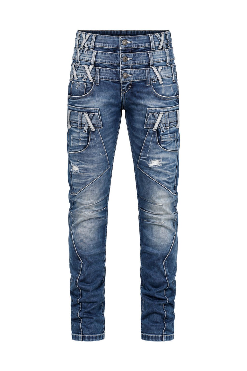 Cipo & Baxx Röhrenjeans Jeans mit Dreifachbund in Straight Fit, CD-466 – Bild 2 von 5