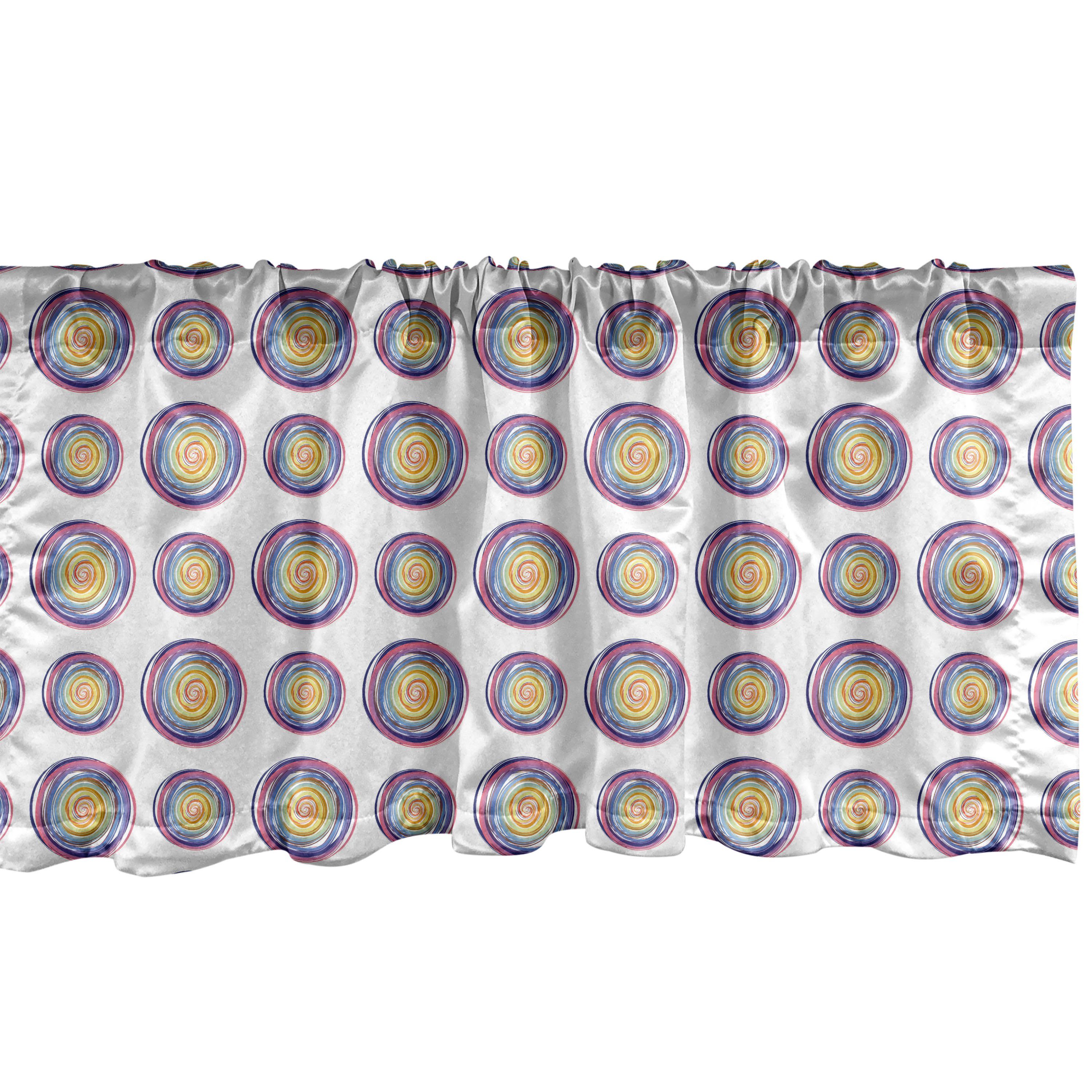 Scheibengardine Vorhang Volant für Küche Schlafzimmer Dekor mit Stangentasche, Abakuhaus, Microfaser, Geometrisch Kreise in Whirlpool Kunst
