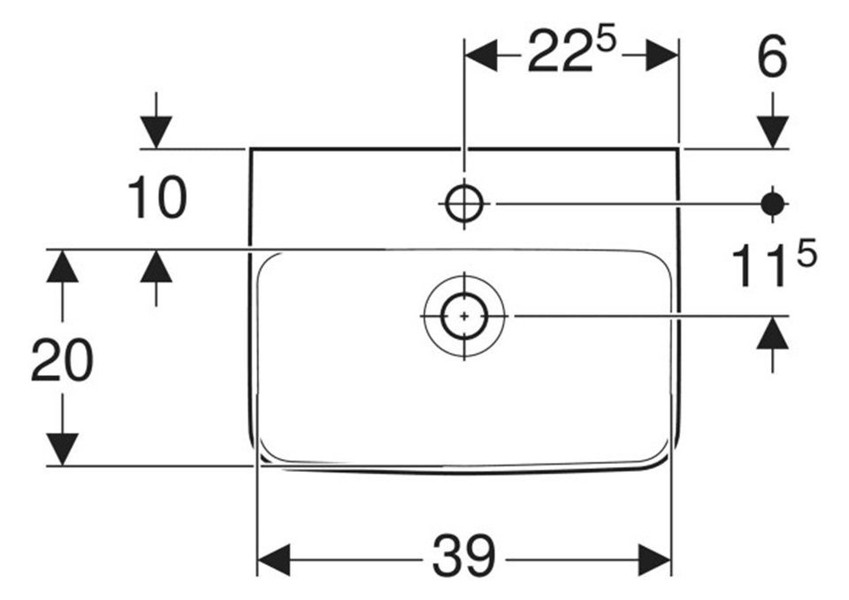 GEBERIT Waschbecken GE RENOVA Plan Handwaschbecken, 45x34cm m. Hl. mittig, günstig online kaufen