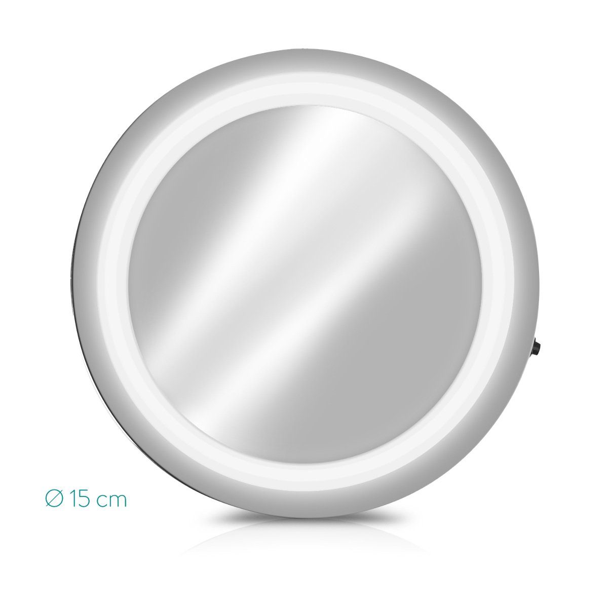 Beleuchtung 5-fach Kosmetikspiegel Vergrößerungsspiegel Navaris - LED Saugnapf Vergrößerung Silber