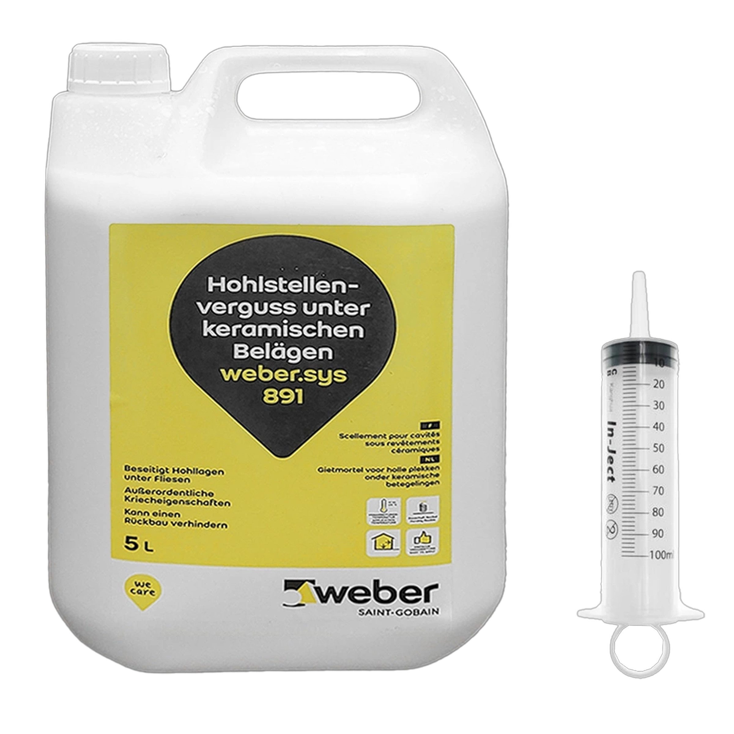 Saint Gobain Weber Reinigungs-Set SET Weber.sys 891 5L + Injektionsspritze Rissverguss Schlämme