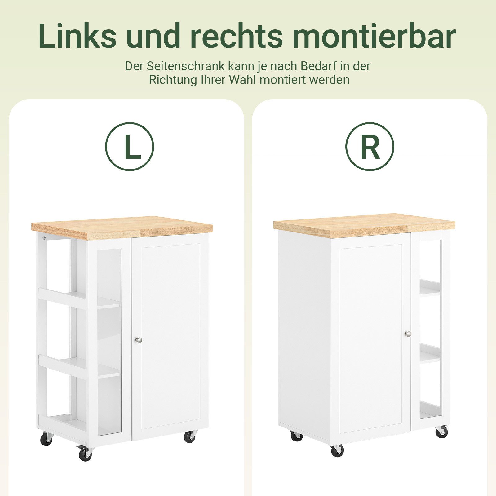 SoBuy Küchenwagen FKW75, Küchenwagen auf Rollen Küchenschrank Kücheninsel Küchentrolley, Servierwagen Beistellwagen Rollwagen, mit 3 Ablagefächern, Esszimmer – Bild 5 von 5
