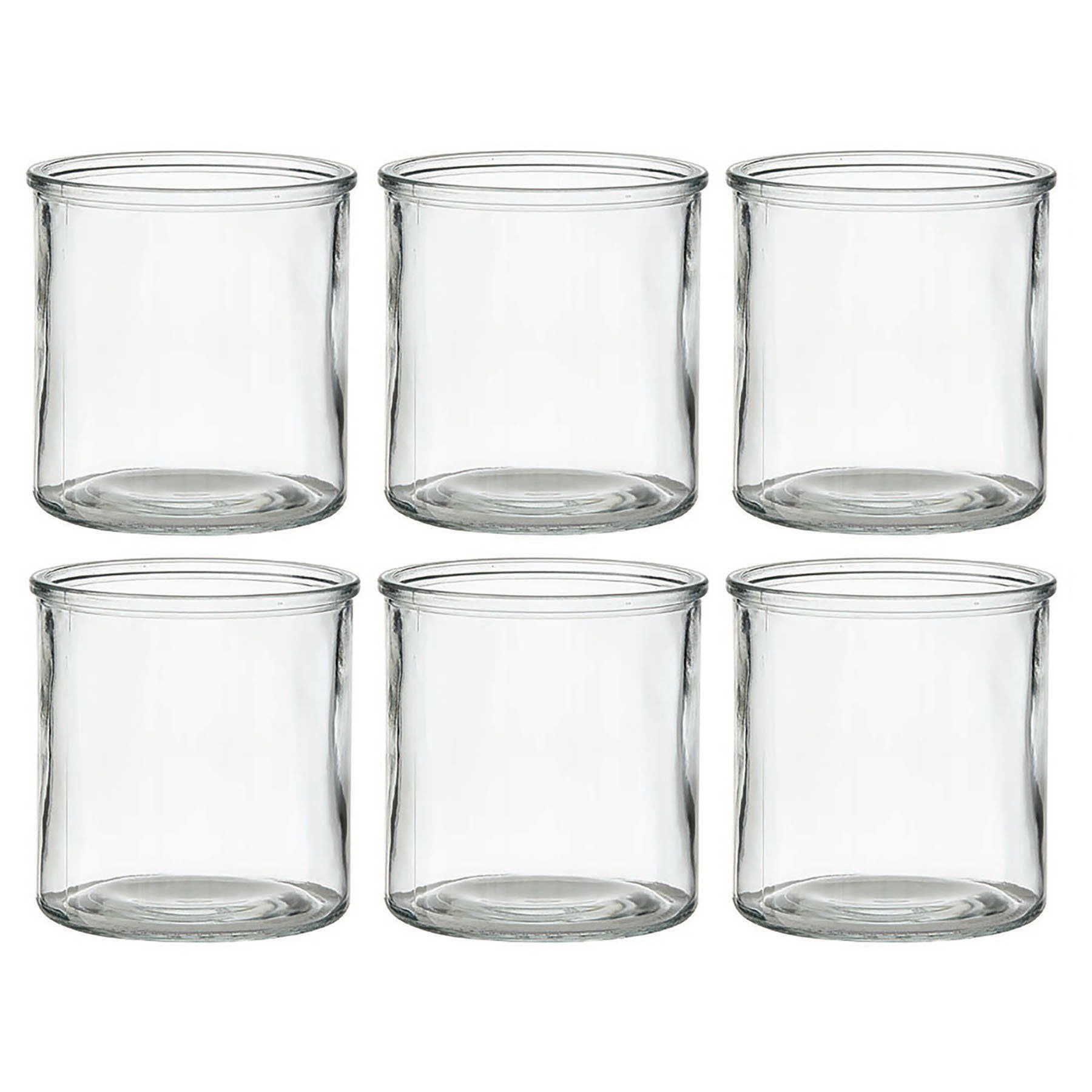 Annastore Windlicht aus Glas in klassischer Zylinderform - Kerzenglas - Teelichtgläser (Gläser für Kerzen Giessen, Kerzengießen, H 10 cm, 6 St), für viele Dekorationen, Runde Kerzengläser