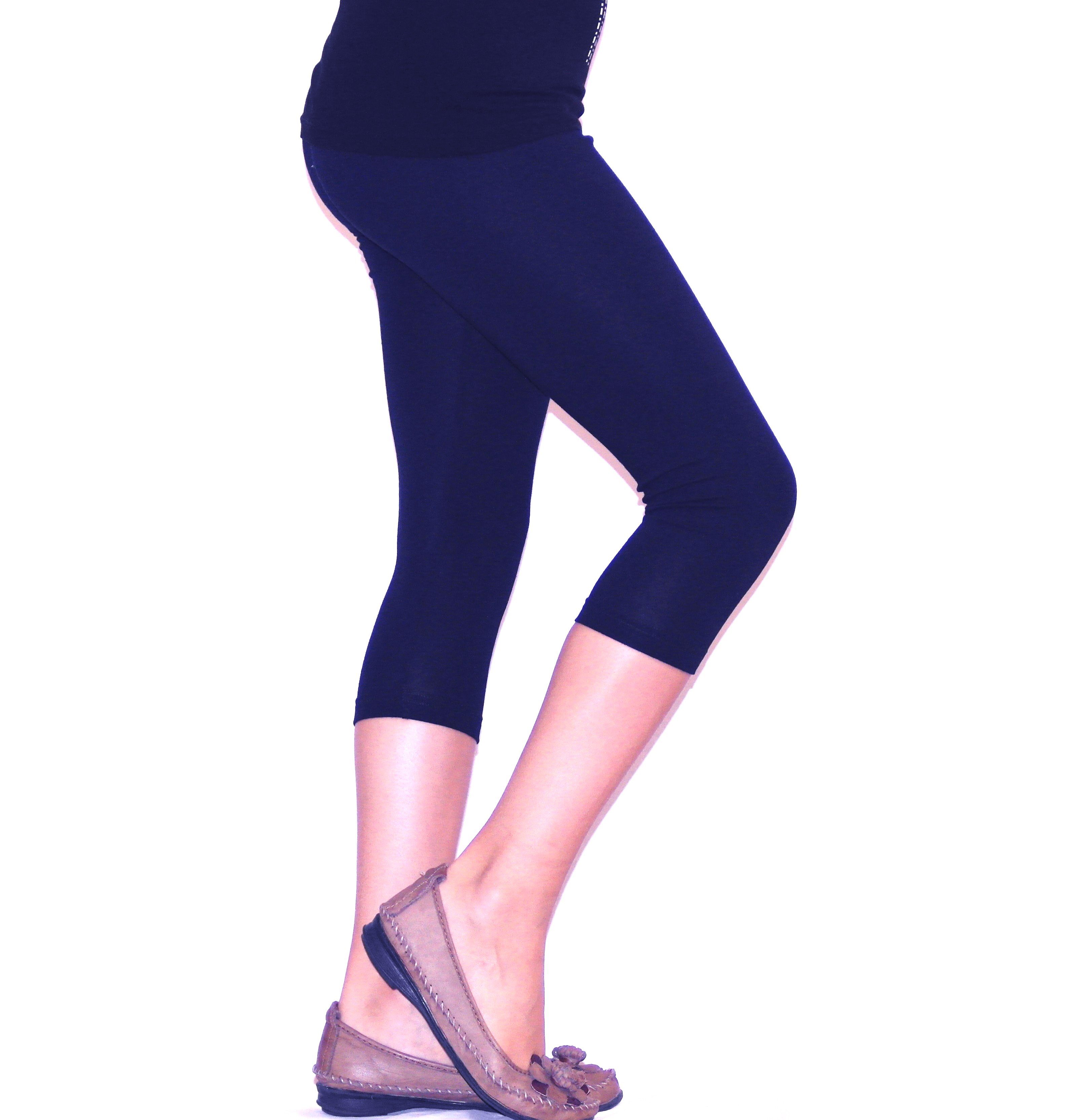 Caprihose Kinder Mädchen Hose Leggings Capri 3/4 blickdicht Baumwolle Dunkelblau