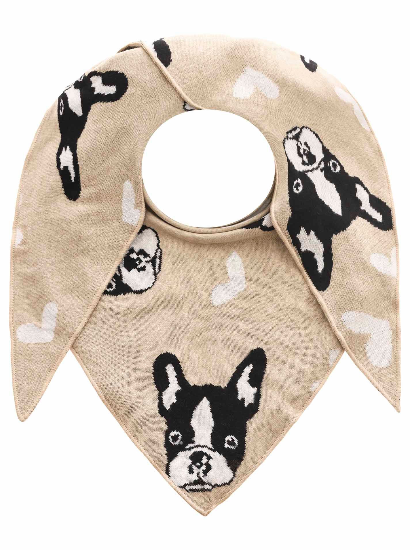 Zwillingsherz Modetuch Dreieckstuch BW "Herzens Hund", mit Hundekopf, für Hundeliebhaber