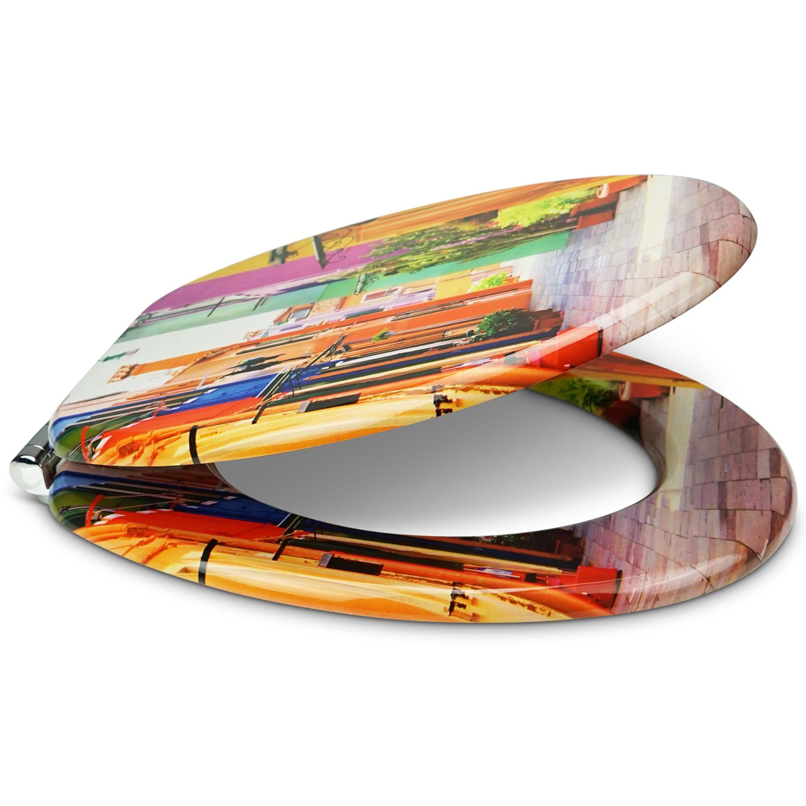 Sanfino WC-Sitz „Colorful Houses“ hochwertiger Toilettendeckel günstig online kaufen