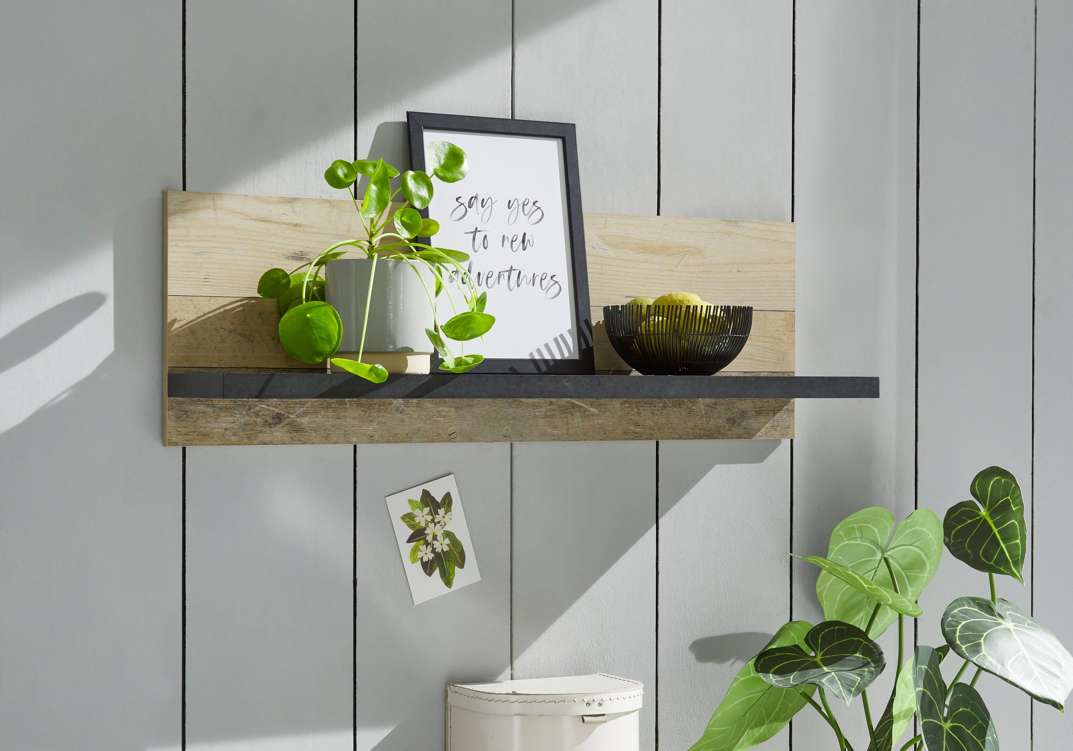 Home affaire Wandregal Sherwood, Breite 90 cm, in modernem Holz Dekor, 28 m günstig online kaufen