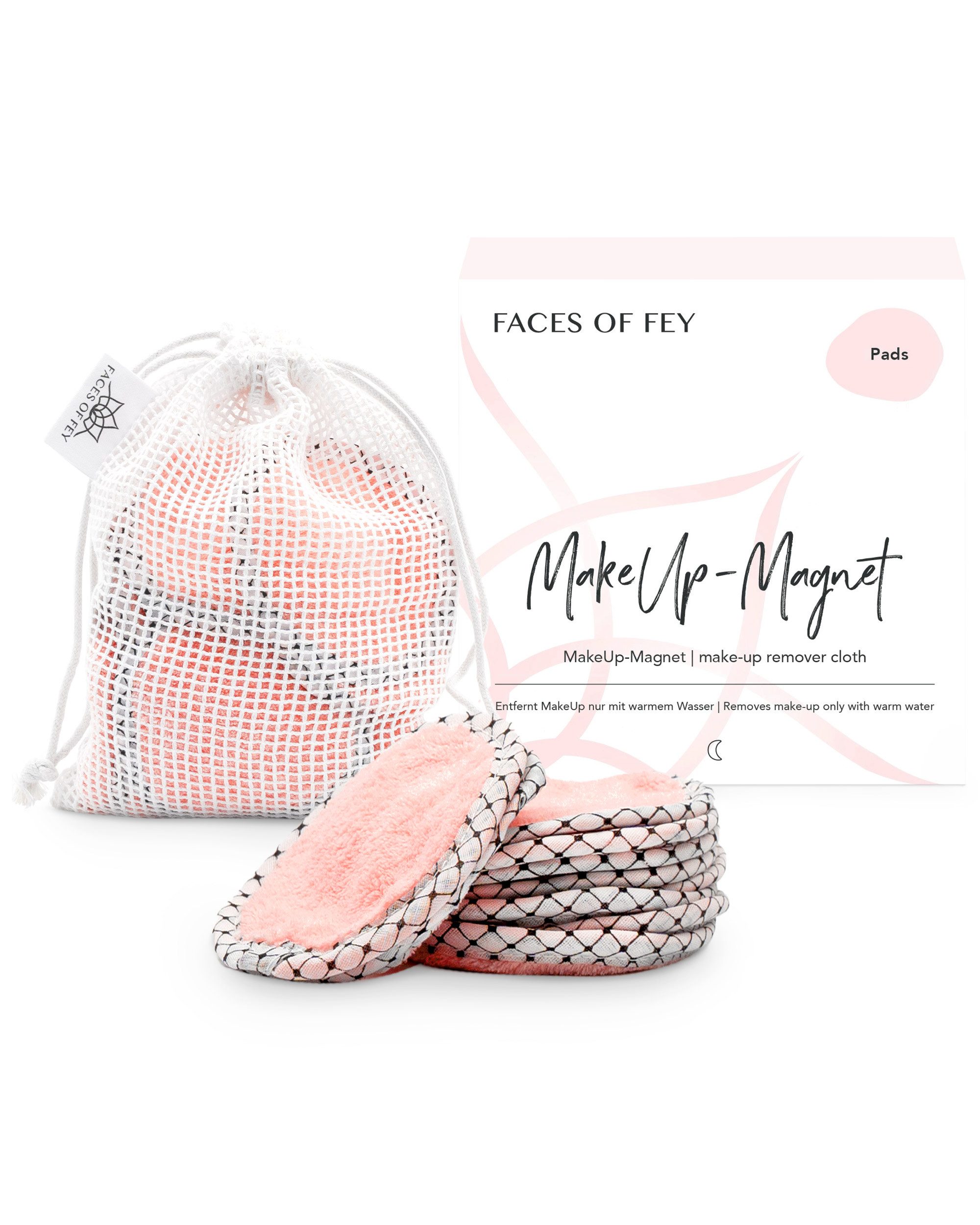 FACES OF FEY Make-up-Entferner MakeUp-Magnet Pads, Wiederverwendbare Abschminktücher - Befreit Haut von MakeUp & Schmutz