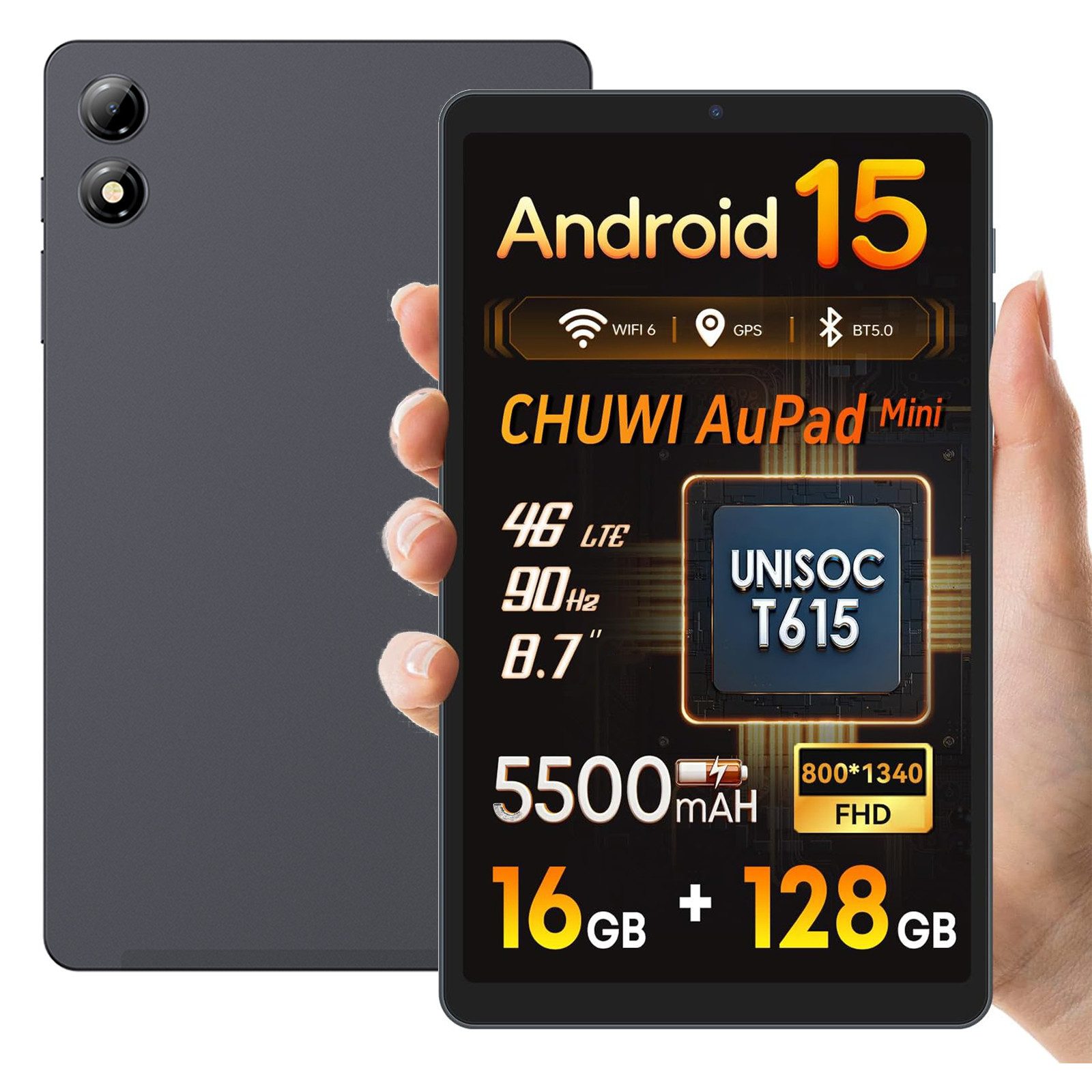 CHUWI AuPad Mini, 8.7 zoll,16(4+12)GB+ 128GB, Android 15, 4G LTE Tablet (8.7", 128 GB, Android 15, 4G LTE, Ausgestattet mit einem Kindersicherungsmodus,Benutzerhilfe)