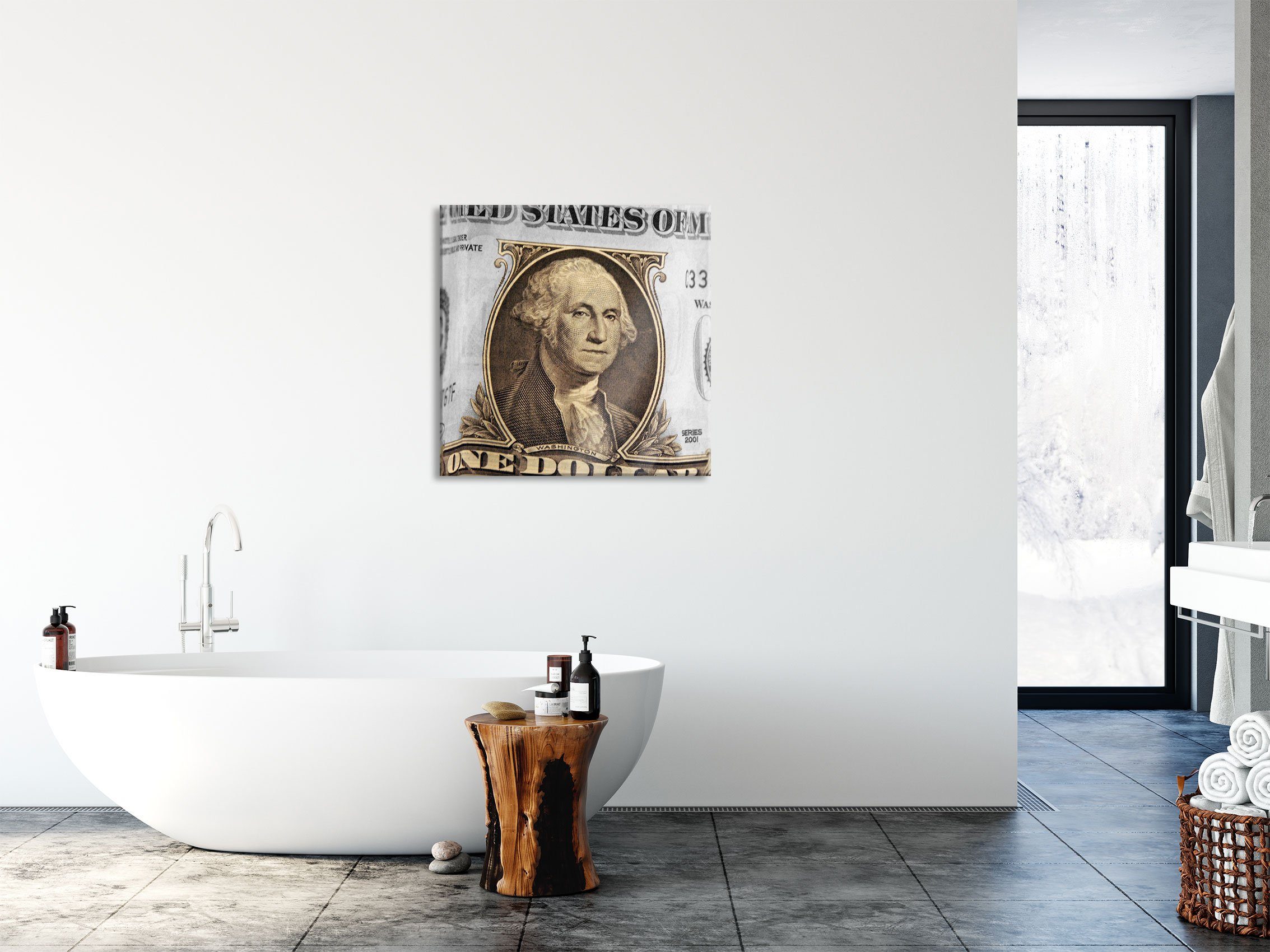Pixxprint Glasbild Washington Dollarschein, Washington Dollarschein (1 St), Glasbild aus Echtglas, inkl. Aufhängungen und Abstandshalter