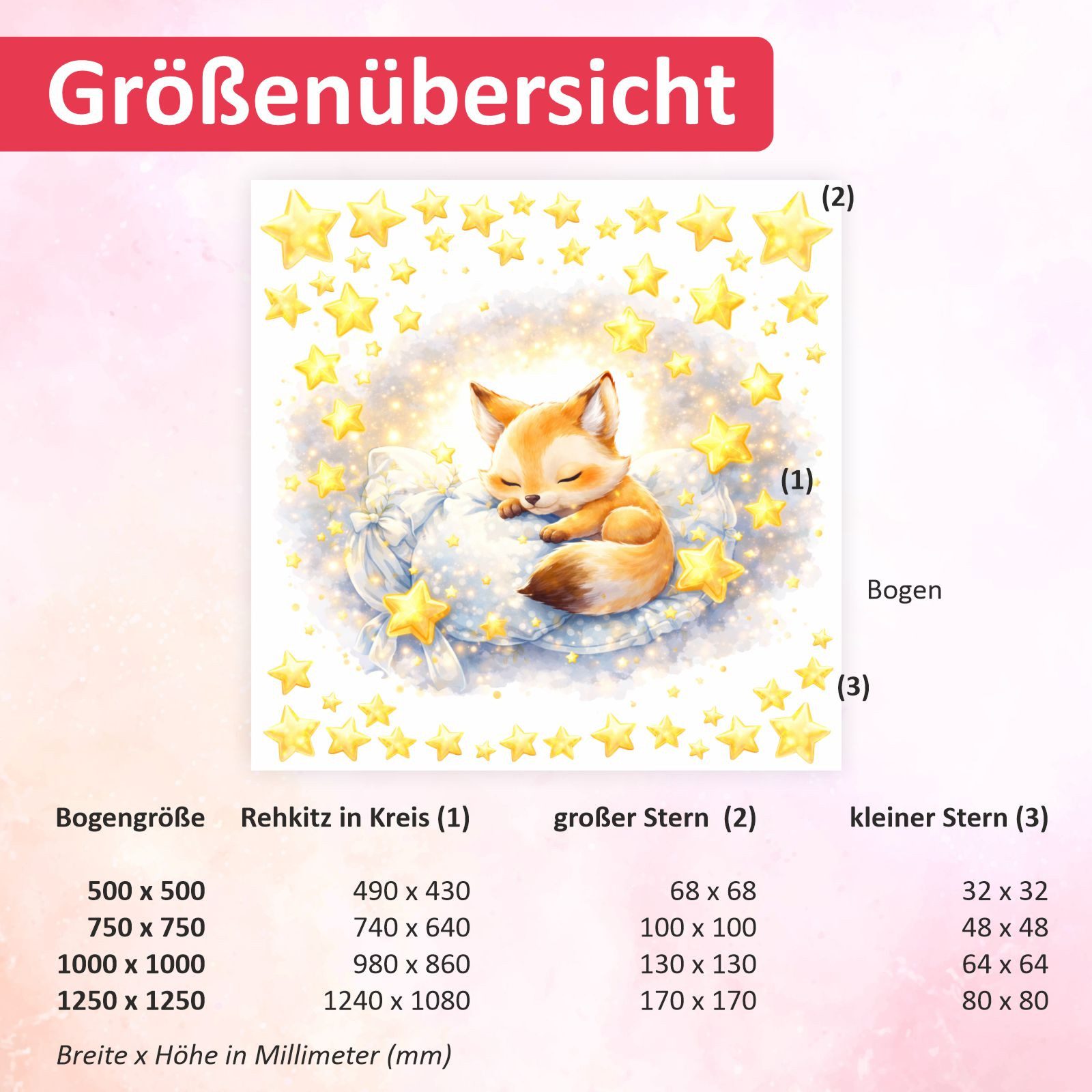 nikima Wandtattoo 279 Wandtattoo Fuchs auf Wolken mit Sternen