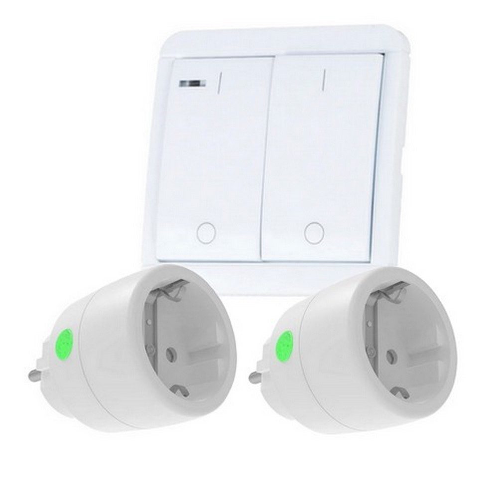 DIW-Funk Licht-Funksteuerung DIW Funk Stromspar-Set – 2 Steckdosen + Wandschalter mit Timer, für Innenbereich, Spar-Set, 3-tlg., Sparset, Timerfunktion, Doppel-Set mit 2 Funksteckern