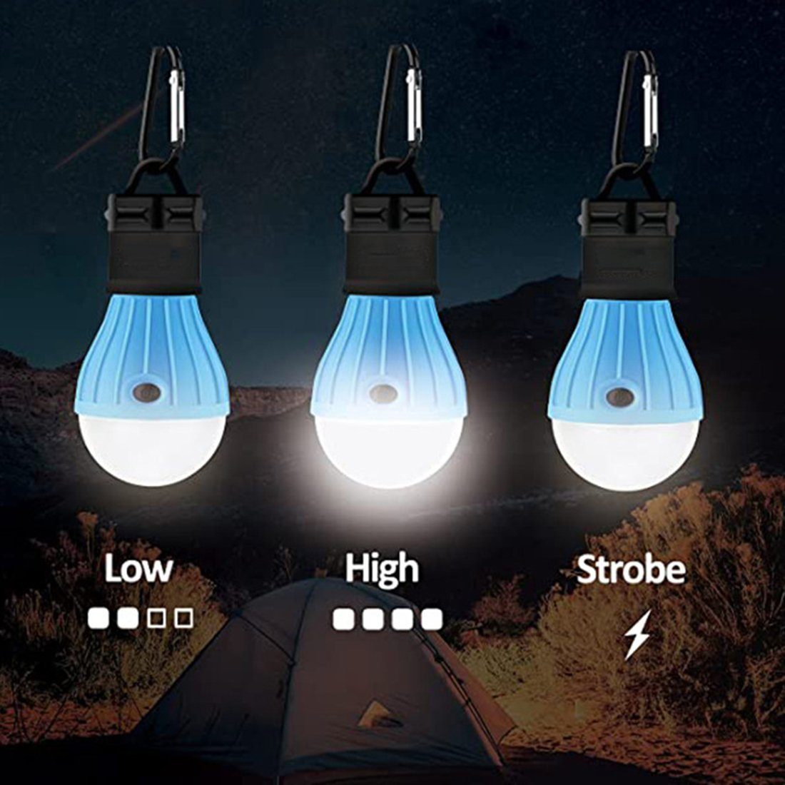 Haiaveng LED Außen-Tischleuchte 4 Campinglampe, Laterne Camping Stücke Abenteuer,Angeln,Stromausfall Notlicht,Camping LED Zeltlampe Wasserdicht Glühbirne, für Lampen