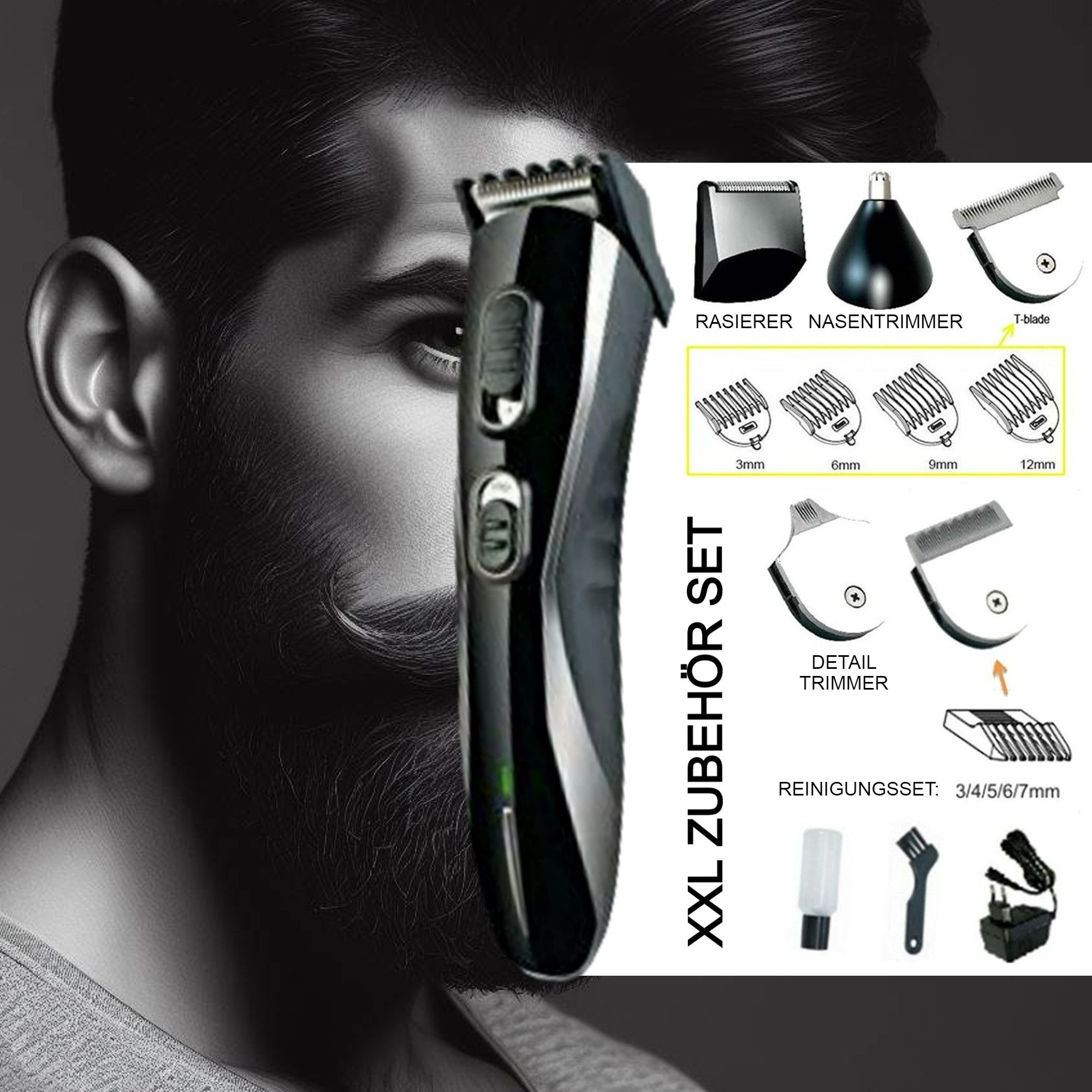 TronicXL Haarschneider Profi Haarschneidemaschine Haarschneider Set Akku Trimmer Friseur, Body Haar Bart mit Basisstation Basis Station Dockingstation