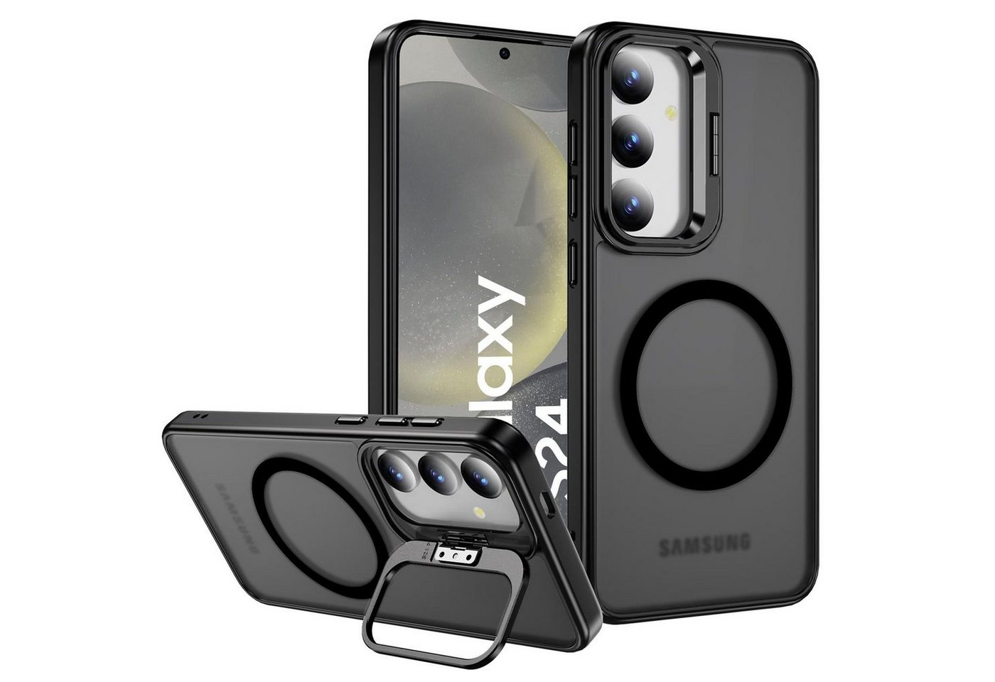 CoolGadget Handyhülle Hybrid Luxury Handy Case für Samsung Galaxy S24 6,2 Zoll, Hülle Massiv Metallständer aufklappbar Schutzhülle für Magsafe Zubehör