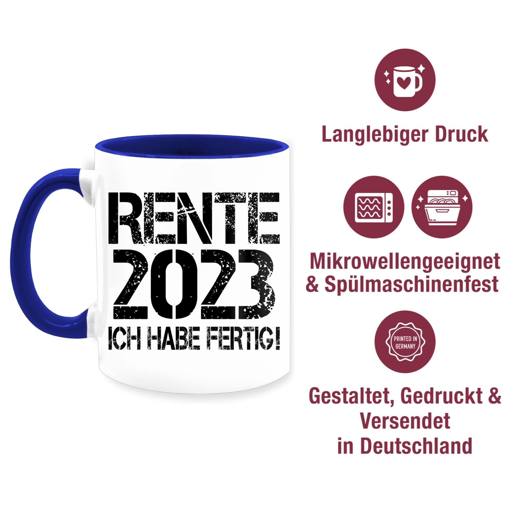 Shirtracer Tasse Rente - Rente Dunkelblau Geschenk 2023 1 schwarz, Kaffeetasse Keramik