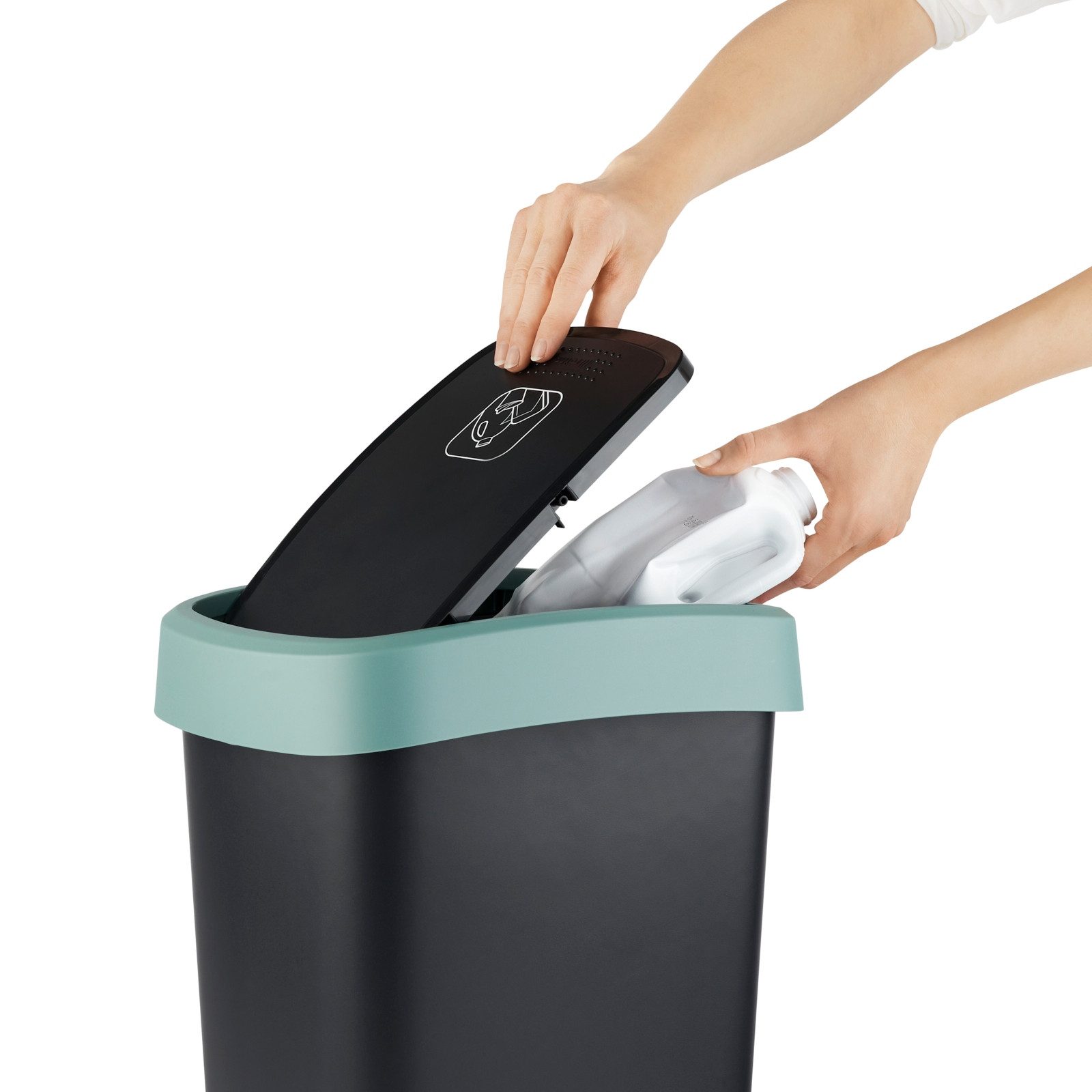 ROTHO Mülleimer Twist Mülleimer 25l mit Deckel, Kunststoff (PP) BPA-frei