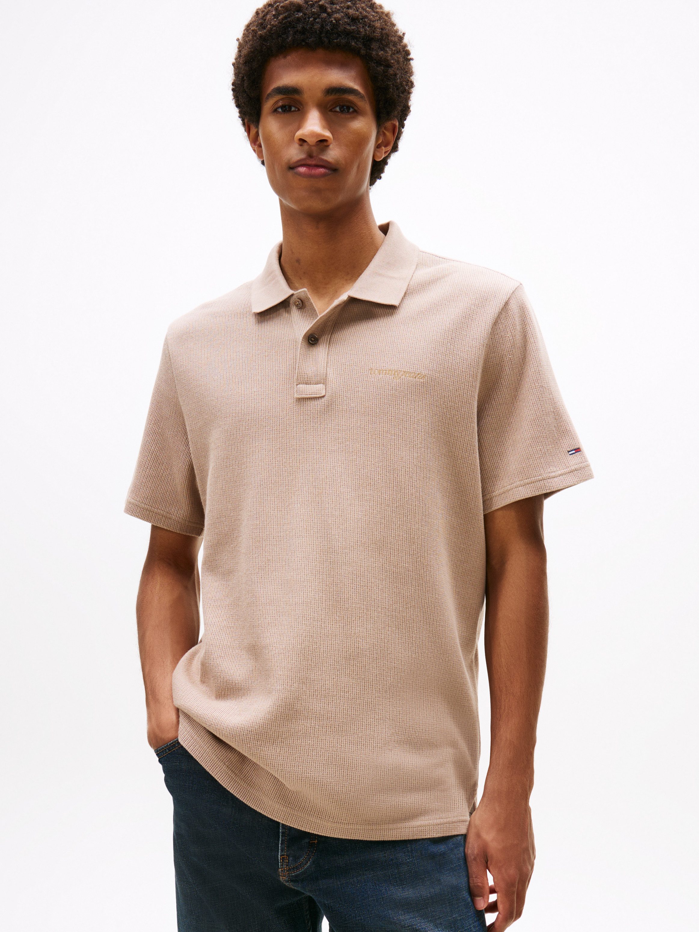 Tommy Jeans Poloshirt TJM WAFFLE SCRIPT regular fit, mit Struktur, Polokrag günstig online kaufen
