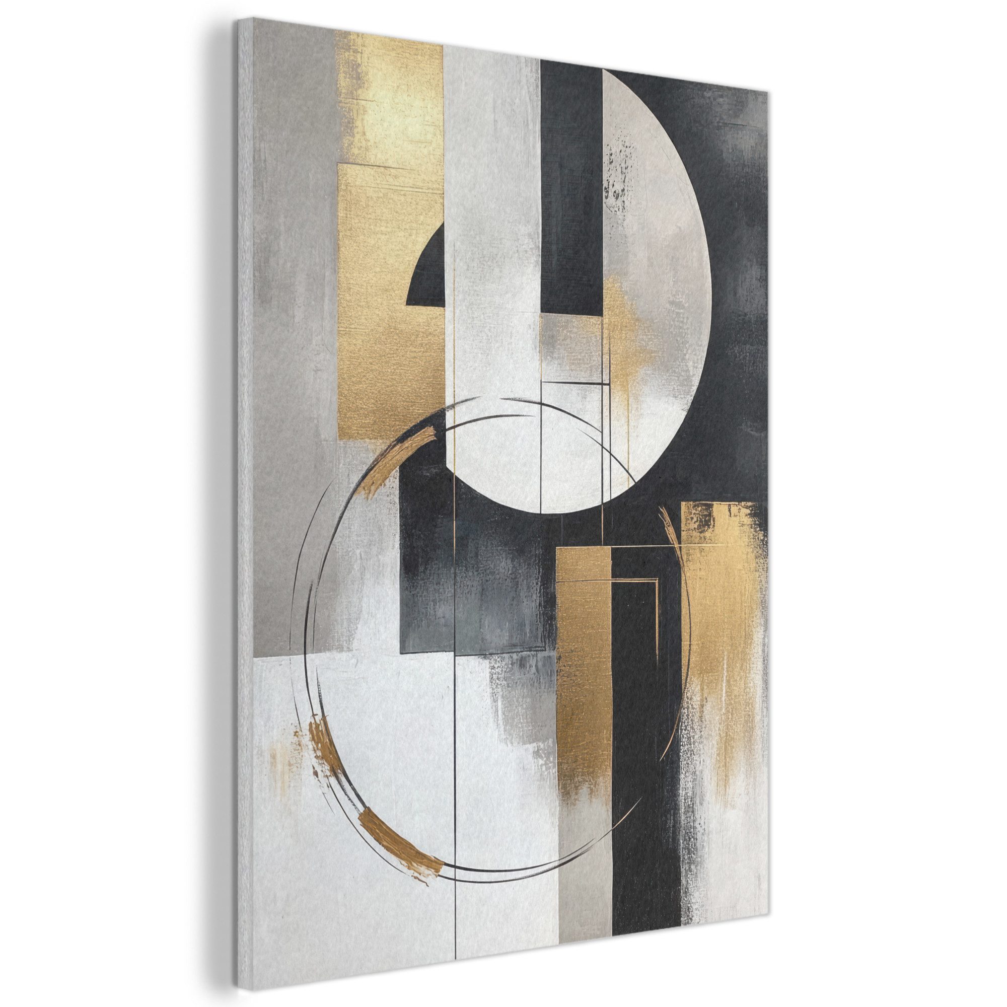 MuchoWow Gemälde Abstrakt - Gold - Silber - Formen - Ästhetik, Fotodruck (1 günstig online kaufen