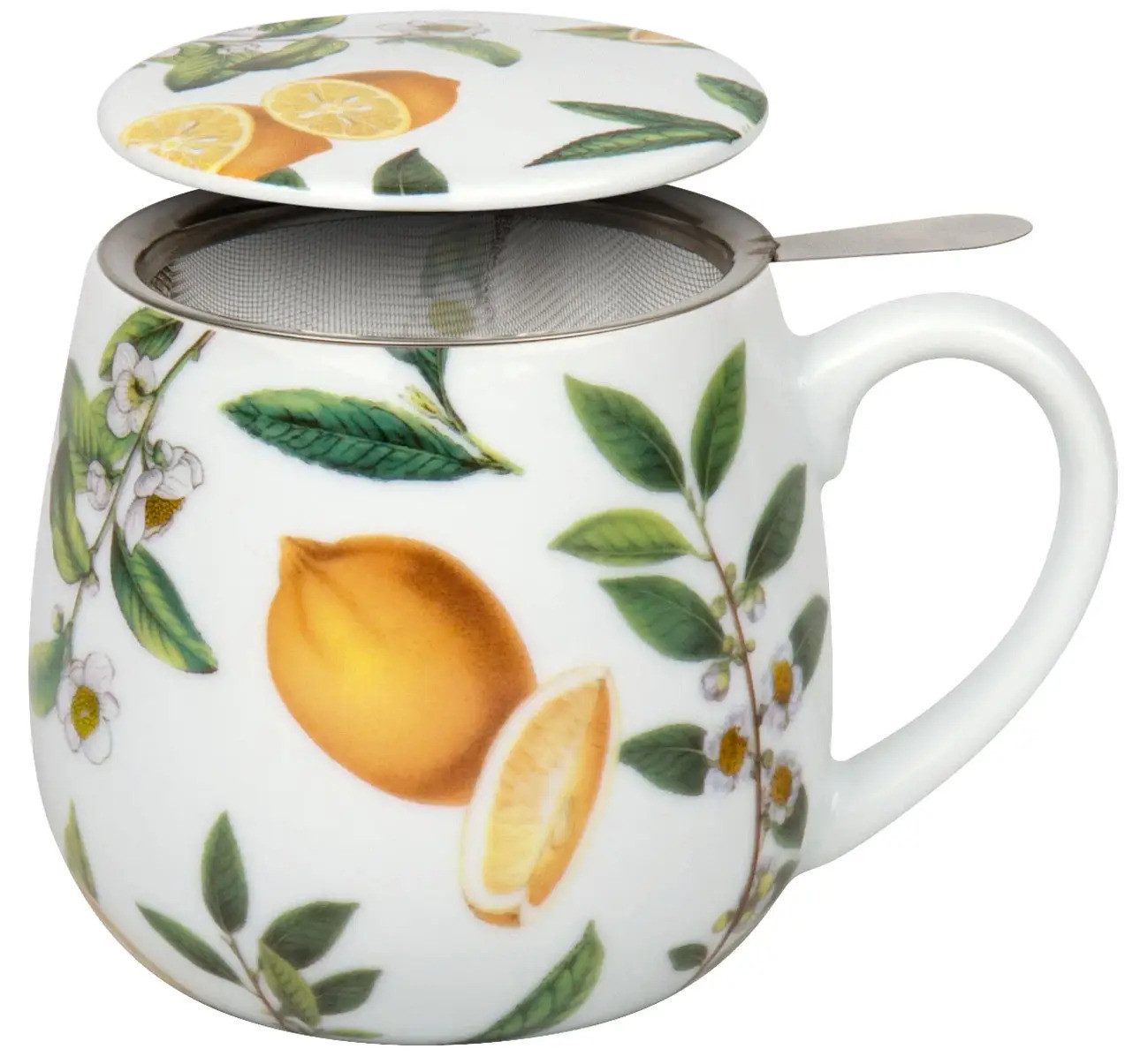 Könitz Becher Könitz Kuschelbecher Teebecher mit Teesieb "Schwarzer Tee" und Deckel, Tee Becher - Mit Edelstahlsieb und Deckel, ca. 420 ml