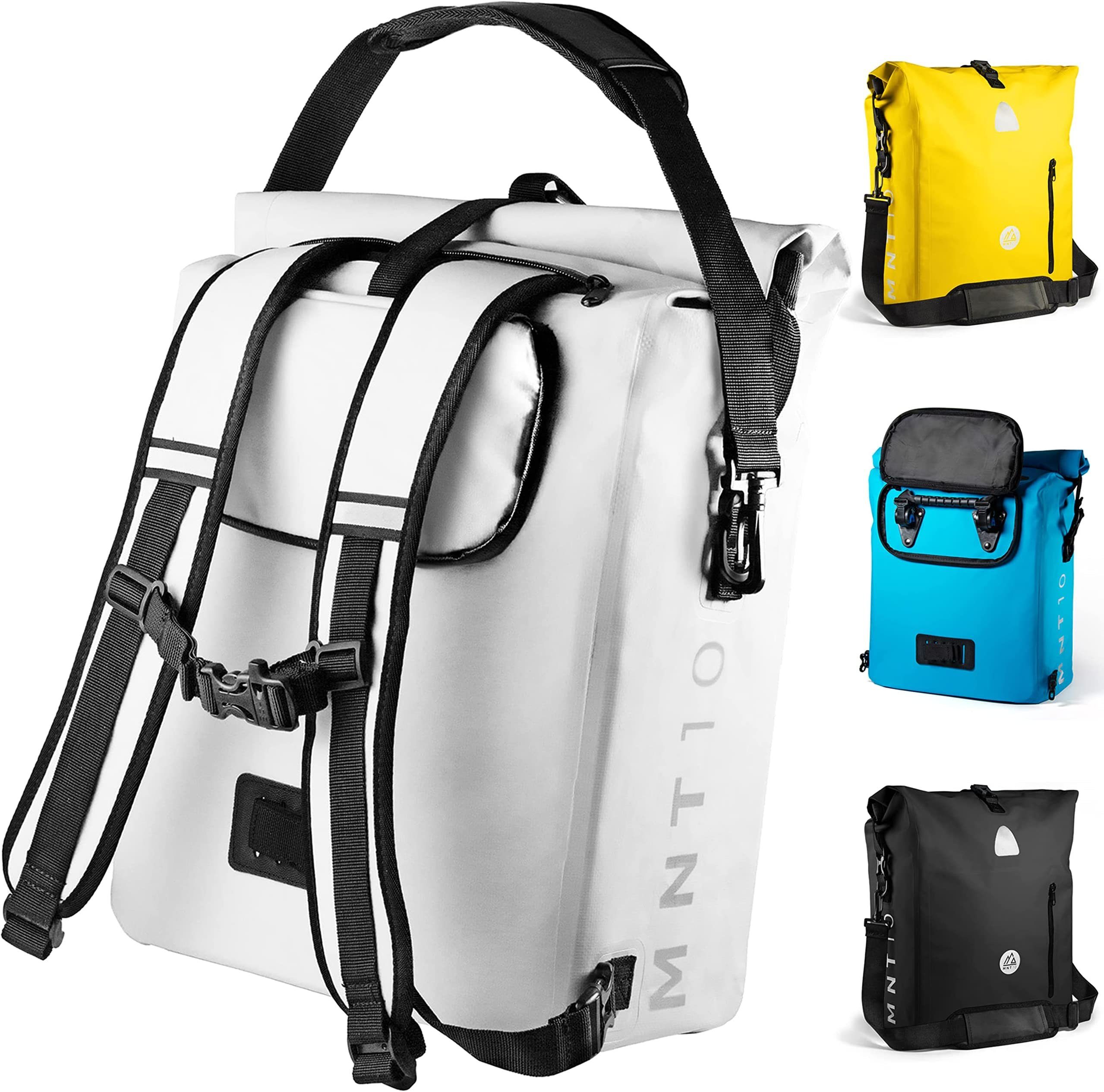 MNT10 Gepäckträgertasche 3in1 Fahrradtasche 18L,25L, Wasserdicht reflektierend, Gepäckträgertasche für Fahrrad, Rucksack & Umhängetasche in 1