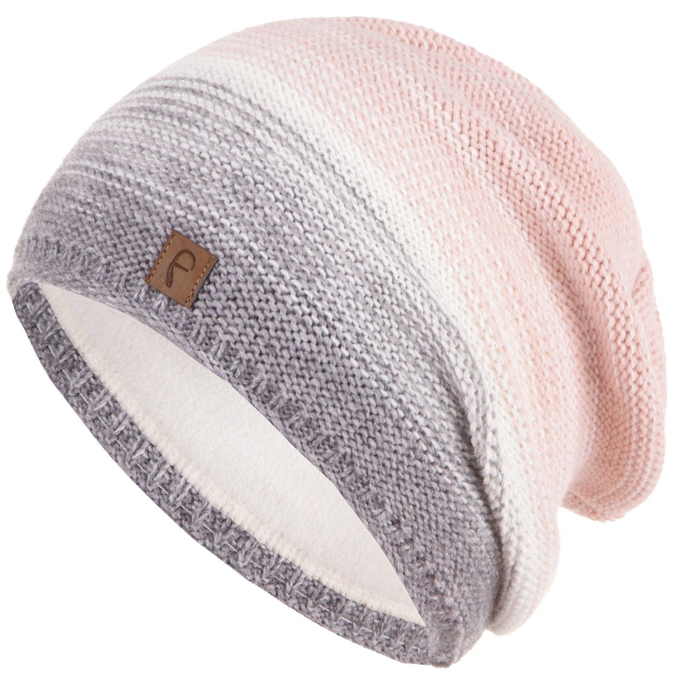 Faera Strickmütze Wintermütze Damen Mütze Beanie Haube gefüttert Winter Damenmütze