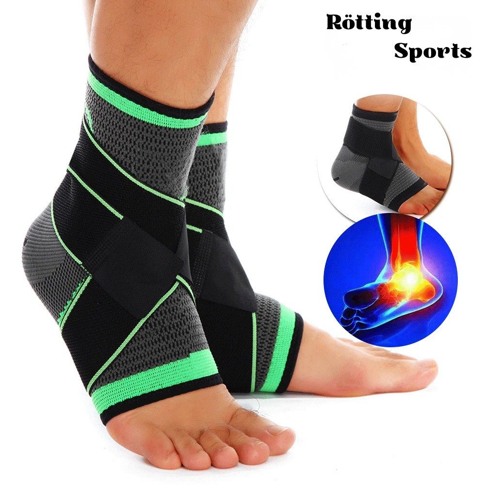 Rötting Design Sprunggelenkbandage Sprunggelenkbandagen Fußgelenkbandage Knöchelbandage Fußbandage (Rötting Sports), atmungsaktiv, Farbe grün/schwarz, verschiedene Größen