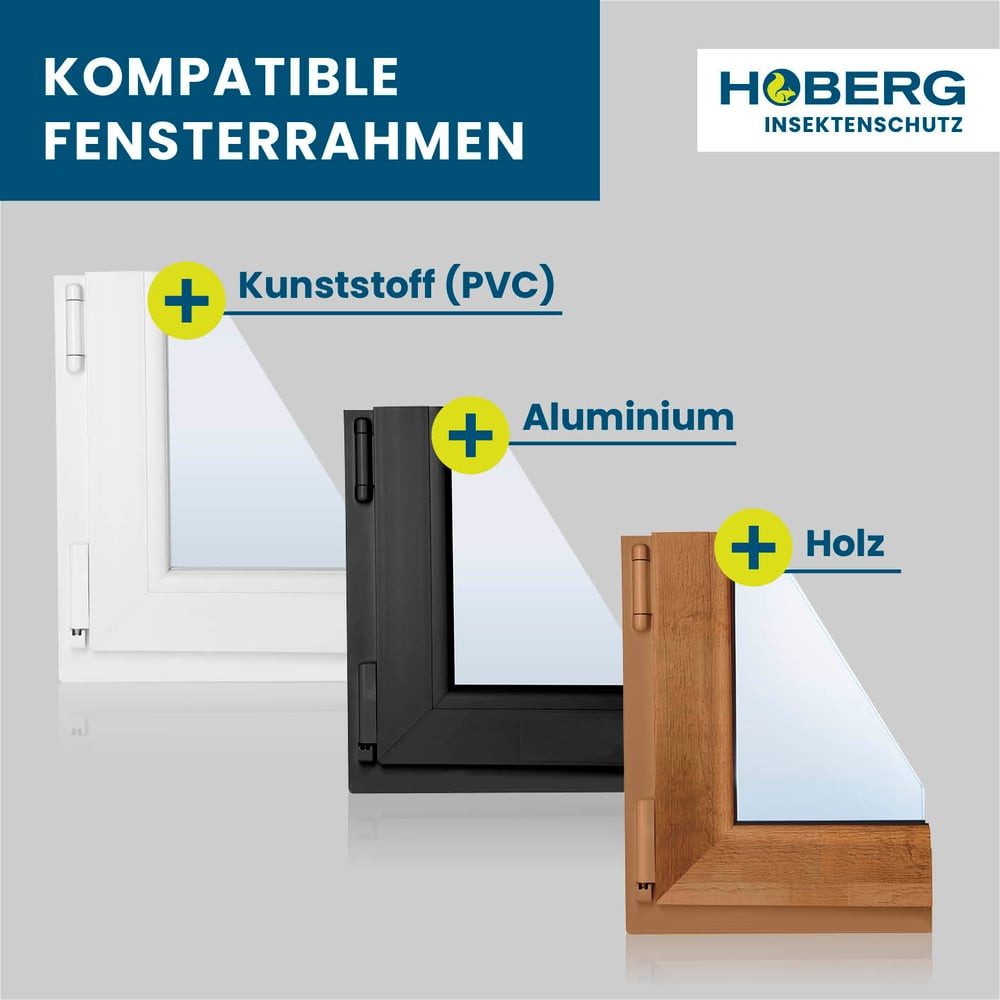 Hoberg Insektenschutz-Fensterrahmen Fliegengitter Moskitonetz inkl. Pollenschutz 150x130cm, (4-St), Fliegennetz, individuell zuschneidbar – Bild 5 von 5