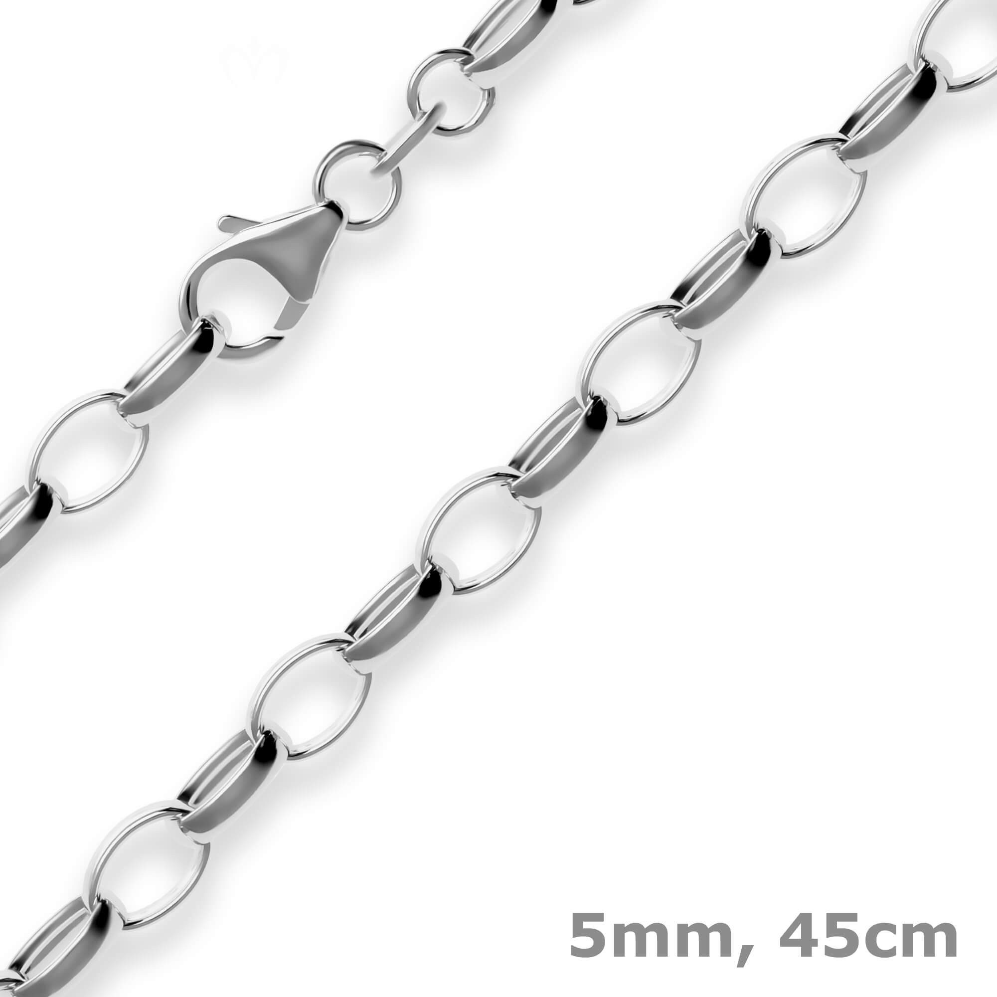 Silberkette 5mm Erbskette aus 925 Silber rhodiniert 45cm