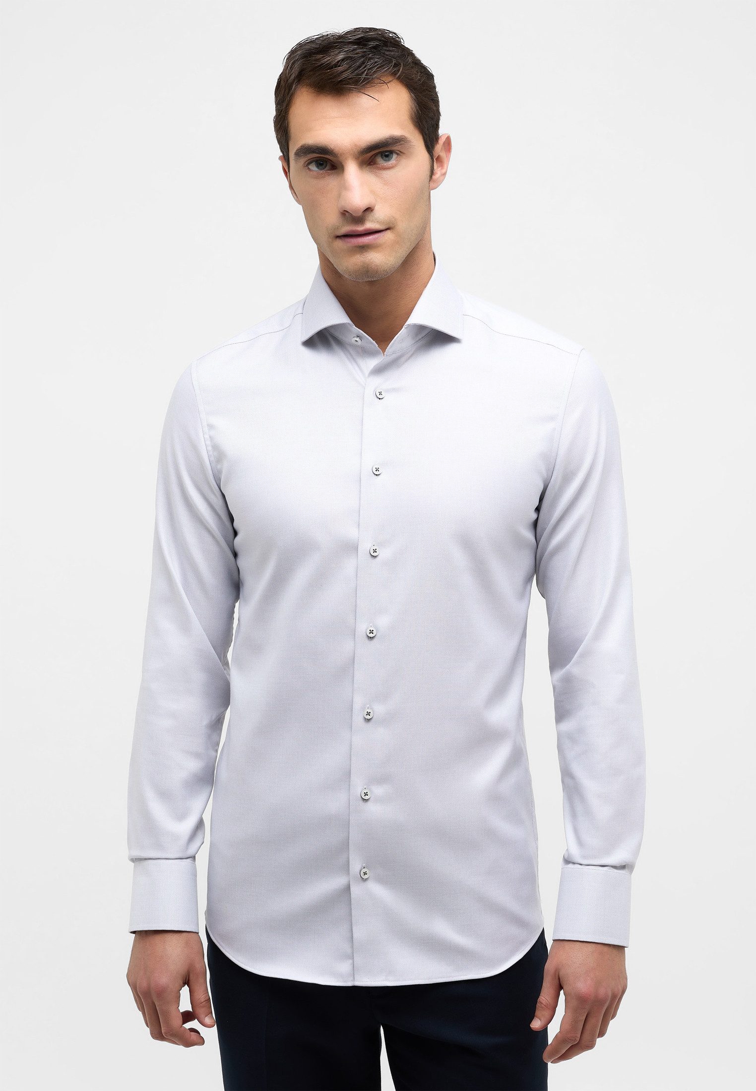 Eterna Langarmhemd - Slim Fit - Hai-Kragen -ohne Brusttasch