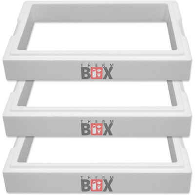 THERM-BOX Thermobehälter Modular 3x Zusatzring 11M Wand: 4,0 cm 11,9L Innenmaß: 49x30x8cm, Styropor-Verdichtet, (3-tlg., 3 Zusatzringe), Erweiterbar Isolierbox Thermobox Kühlbox Warmhaltebox