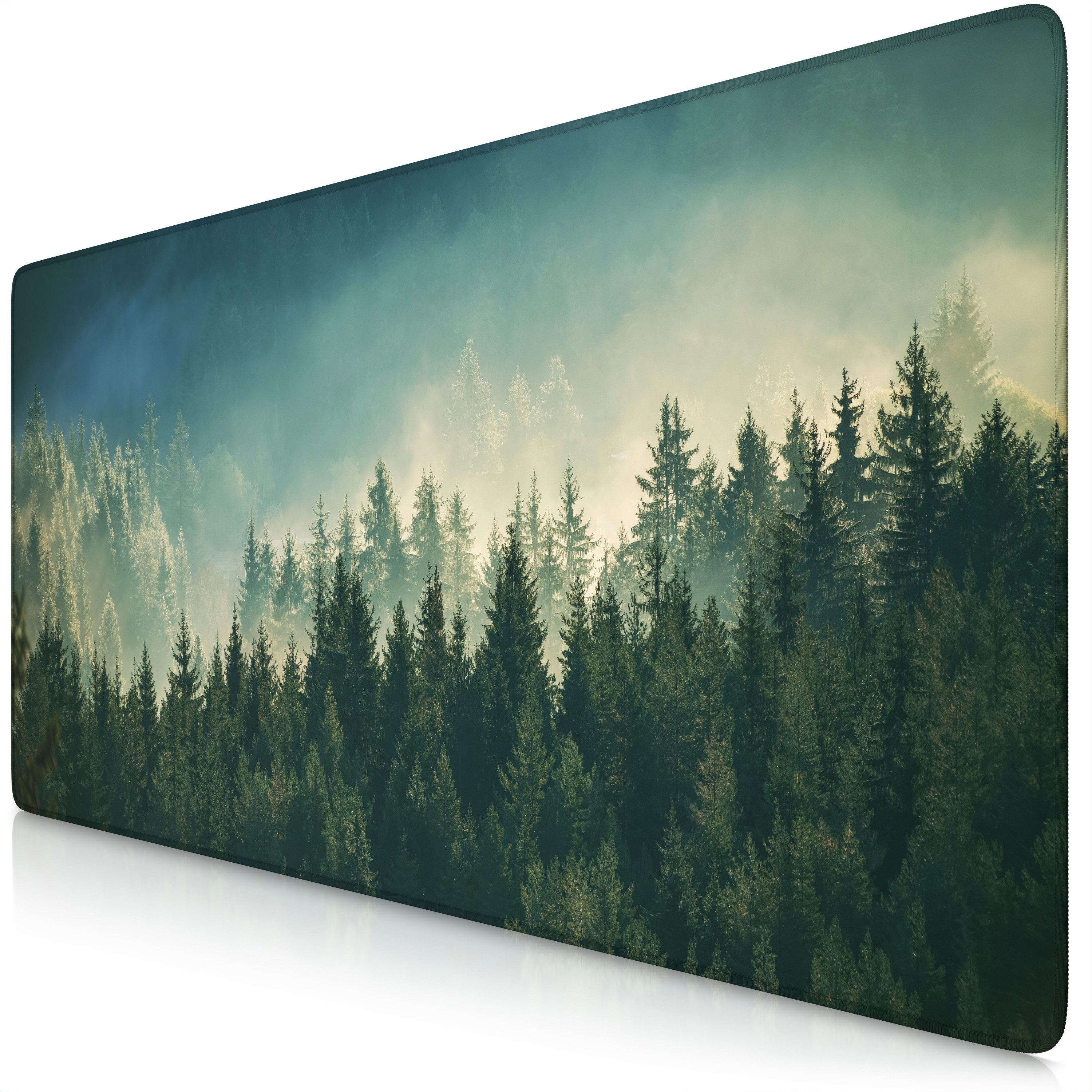 Titanwolf Gaming Mauspad XXL Mauspad 900x400, Wald-Motiv V1, Schreibtischunterlage (1-St), rutschfeste Rückseite, Geschwindigkeit & Präzision, wasserabweisend