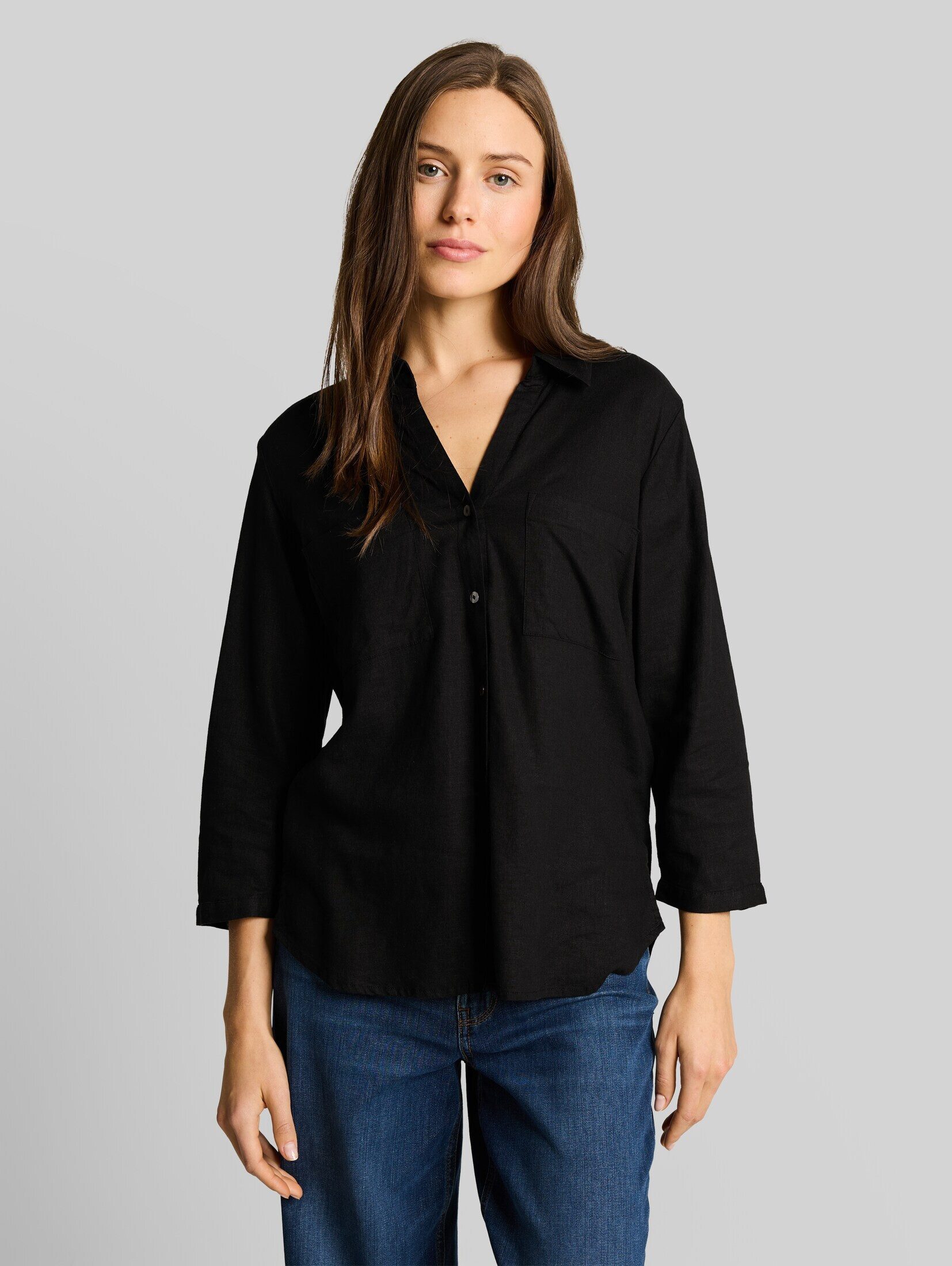 TOM TAILOR Langarmbluse Blusen & Shirts Hemdbluse mit Leinenanteil