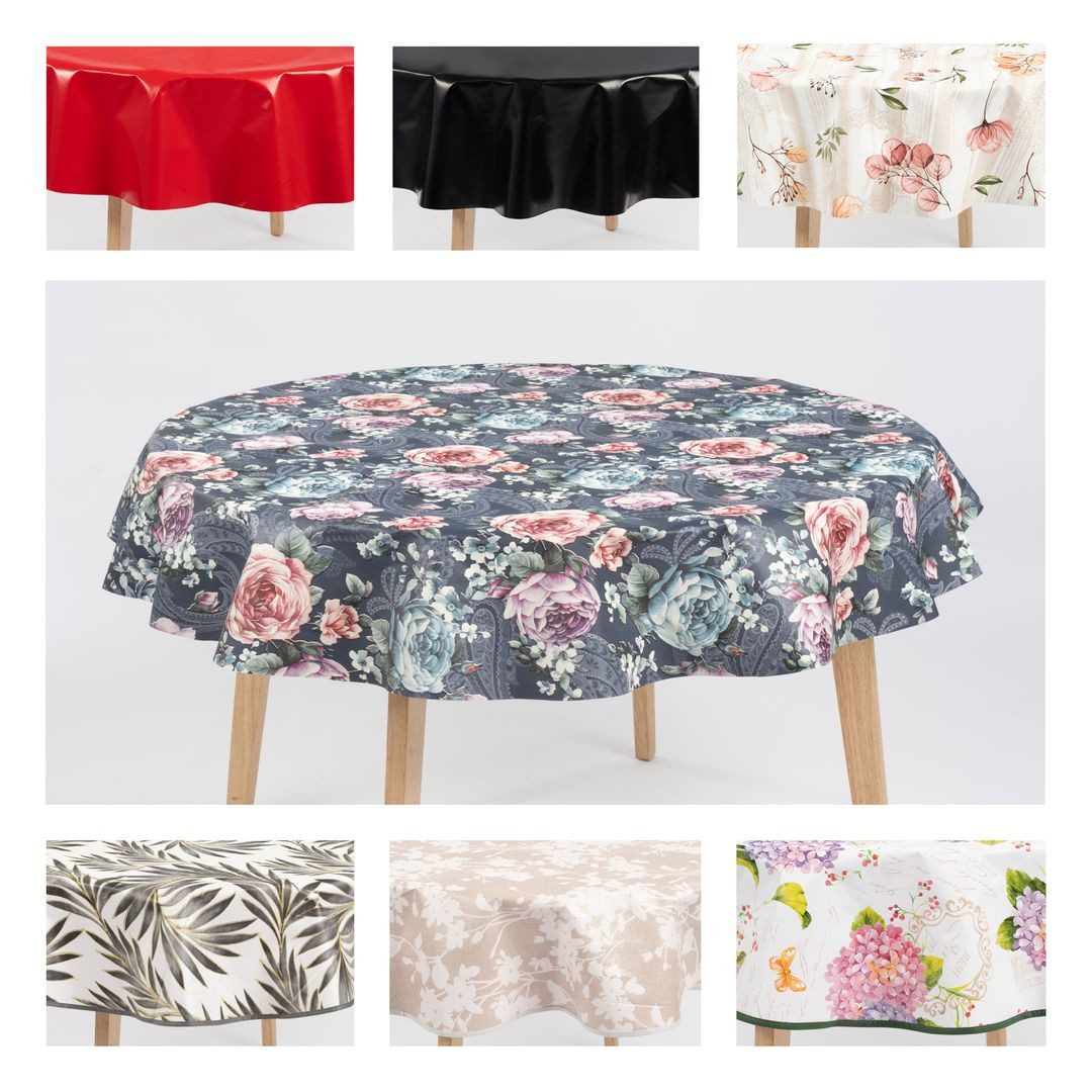 laro Tischdecke 140cm rund Wachstuchtischdecke mit Saum Rosenmuster Pastell günstig online kaufen
