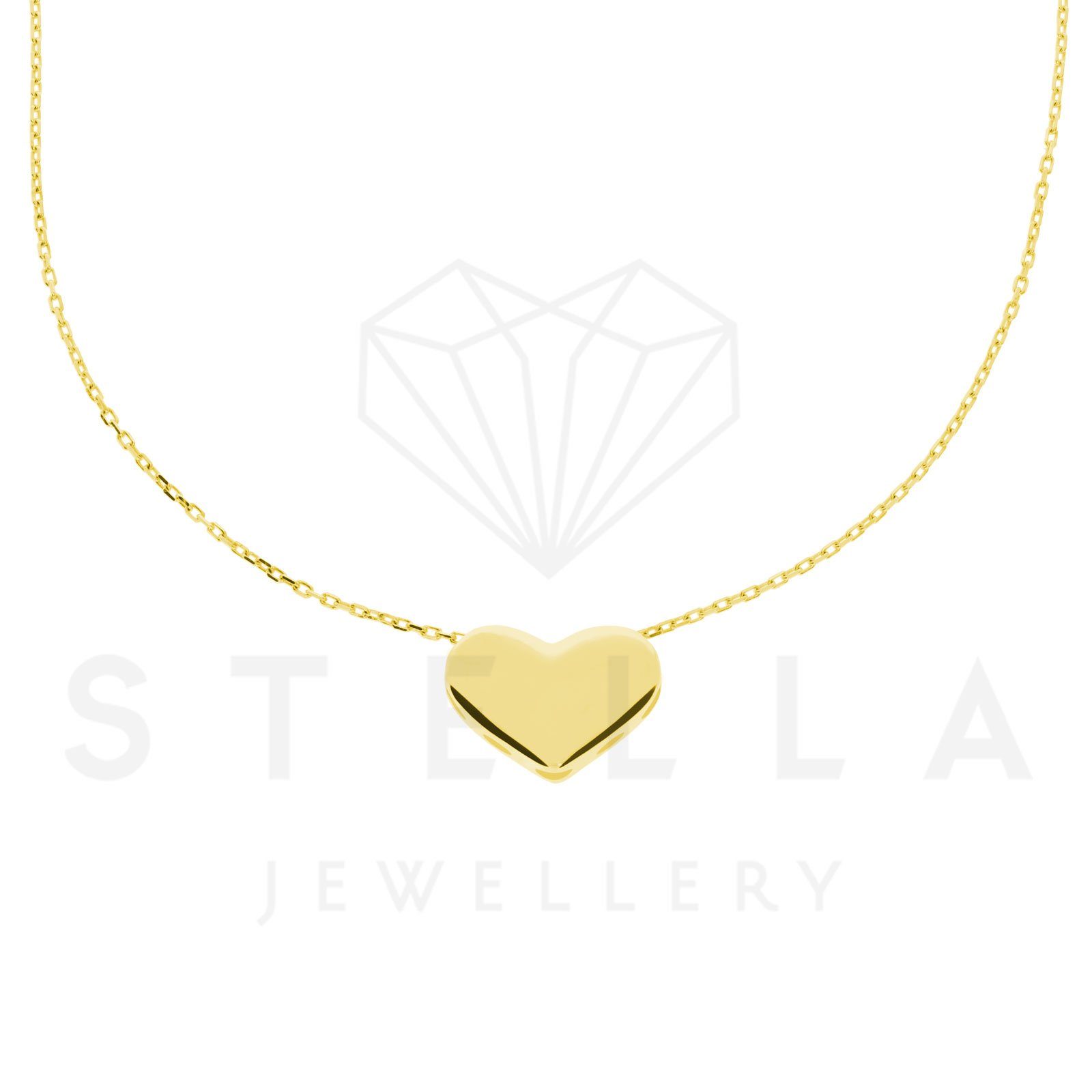 Stella-Jewellery Collier Damen Kette mit Herz Anhänger 585er Gelbgold 45 cm, Anhänger mit Kette