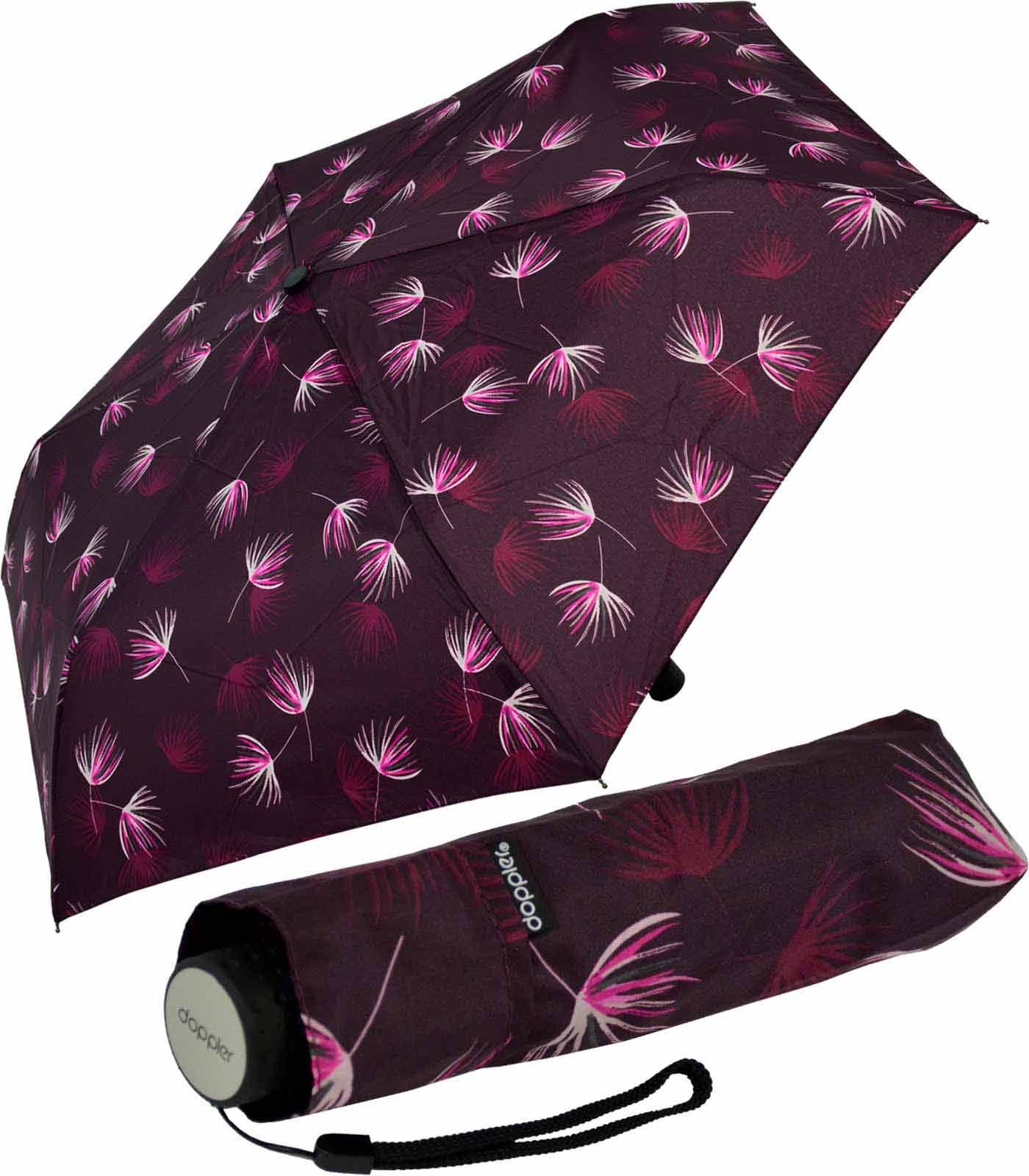 doppler® Taschenregenschirm Super-Mini in kleiner leichter und Desire, passt jede Havanna Tasche - berry besonders Damen Schirm