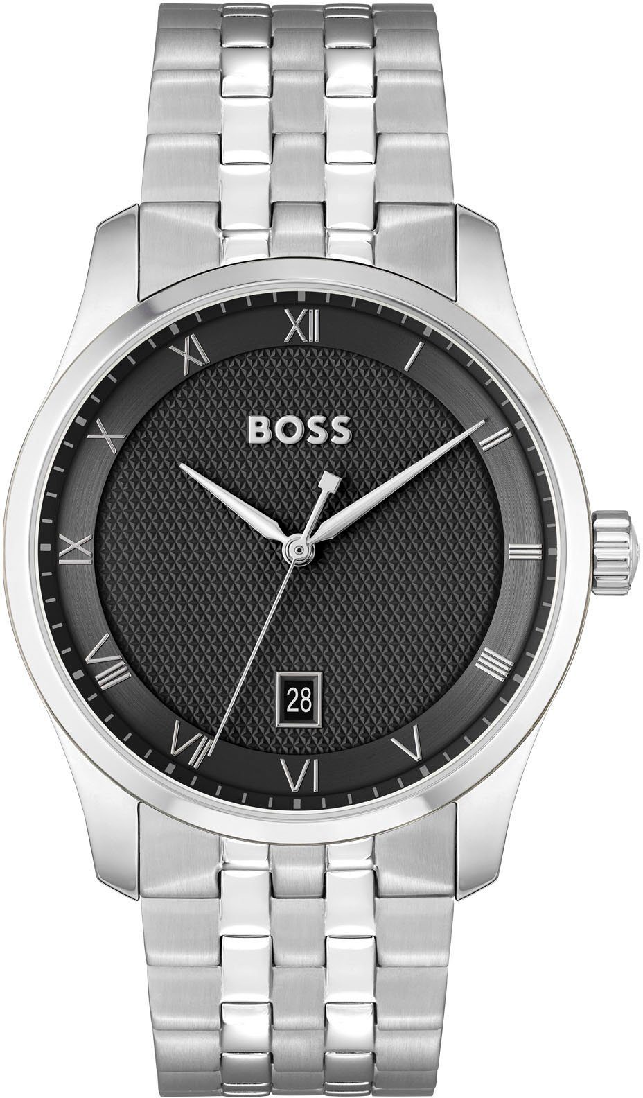 BOSS Quarzuhr PRINCIPLE 1514123, Herrenuhr, Armbanduhr, Datum, Edelstahlarm günstig online kaufen