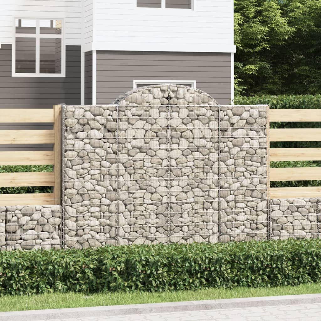DOTMALL Gabionenzaun Gabionen mit Hochbogen 9 Stk. 200x50x160/180cm Verzinktes Eisen
