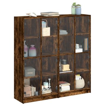 vidaXL Bücherregal Bücherschrank mit Türen Räuchereiche 136x37x142cm Holzwerkstoff, 1-tlg.