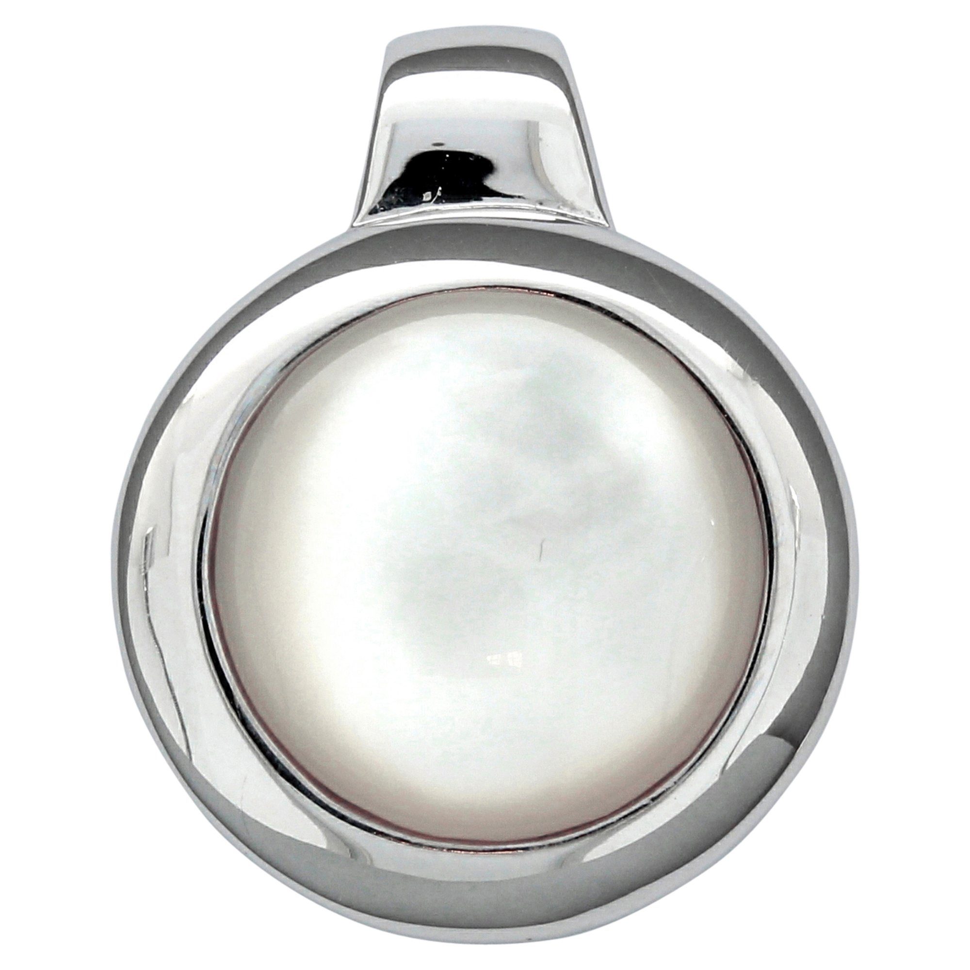 Kettenanhänger 925/- Sterling Silber rhodiniert Perlmutt
