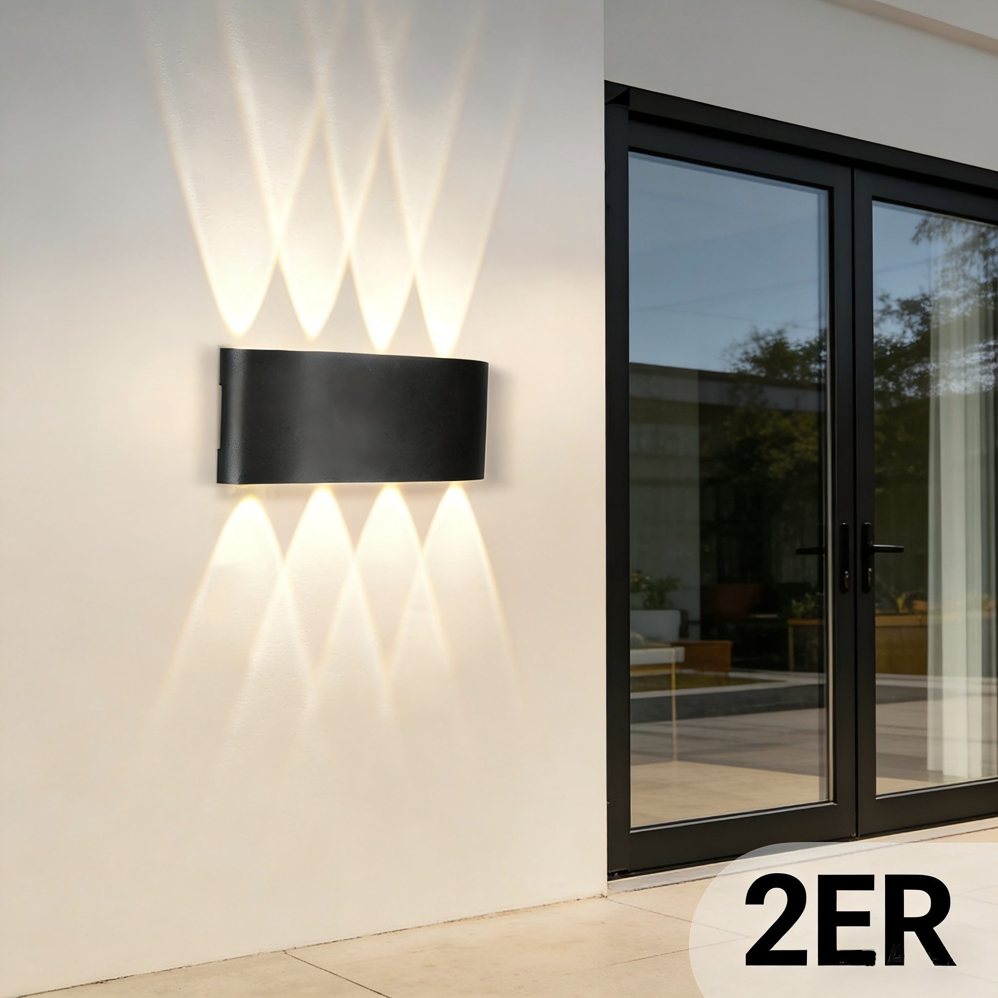 ZMH LED Wandleuchte Außenwandleuchte Schwarz Up Down 7W Wandstrahler Wand Treppenhaus, ‎Energieeffizient, LED fest integriert, 3000k, Außenleuchte Flur